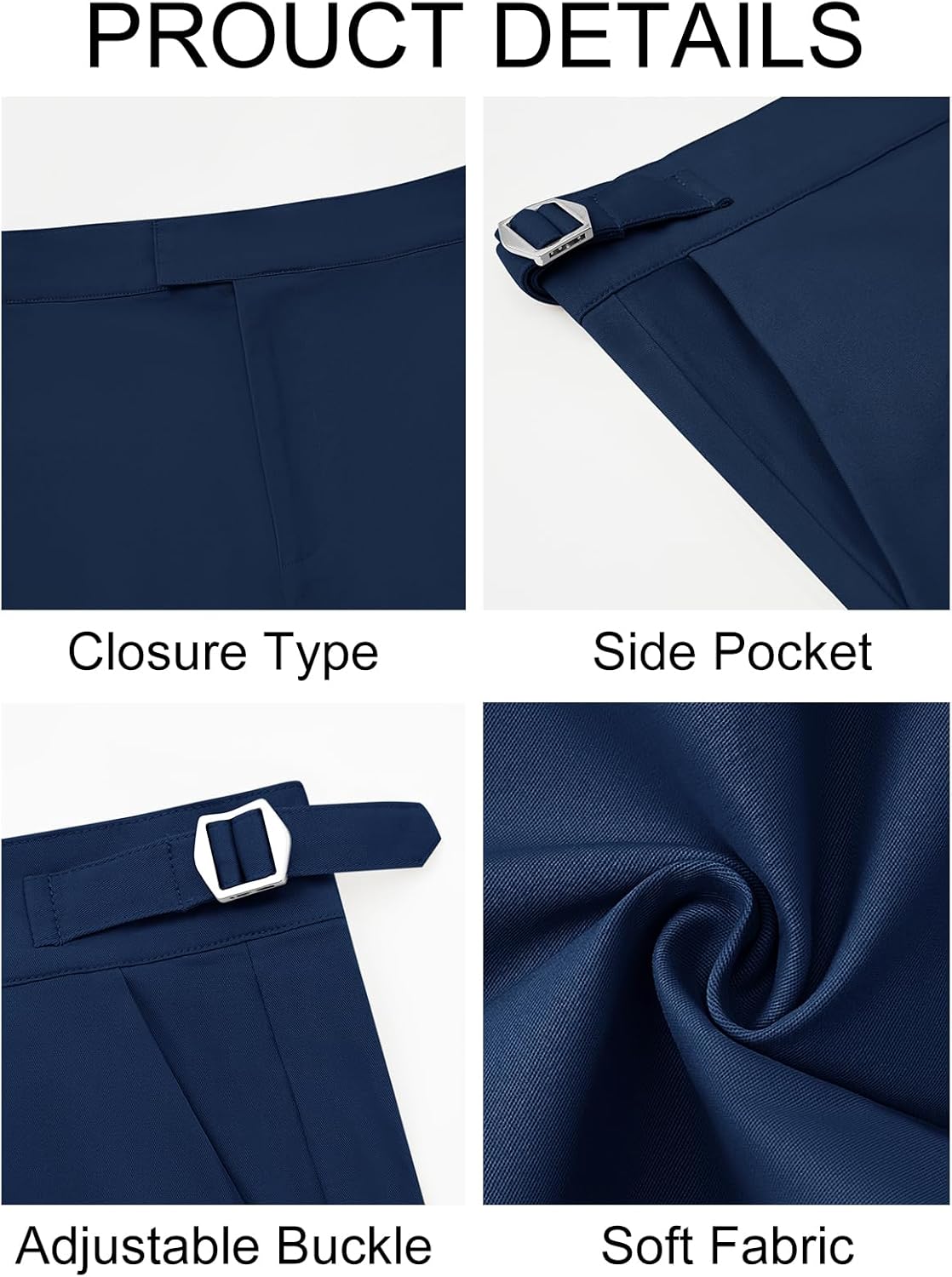 PASLTER Mens Chinos Pants Slim Fit Stretch Flat-Front Skinny Dress Suit Pants Cotton Slacks - Image 5