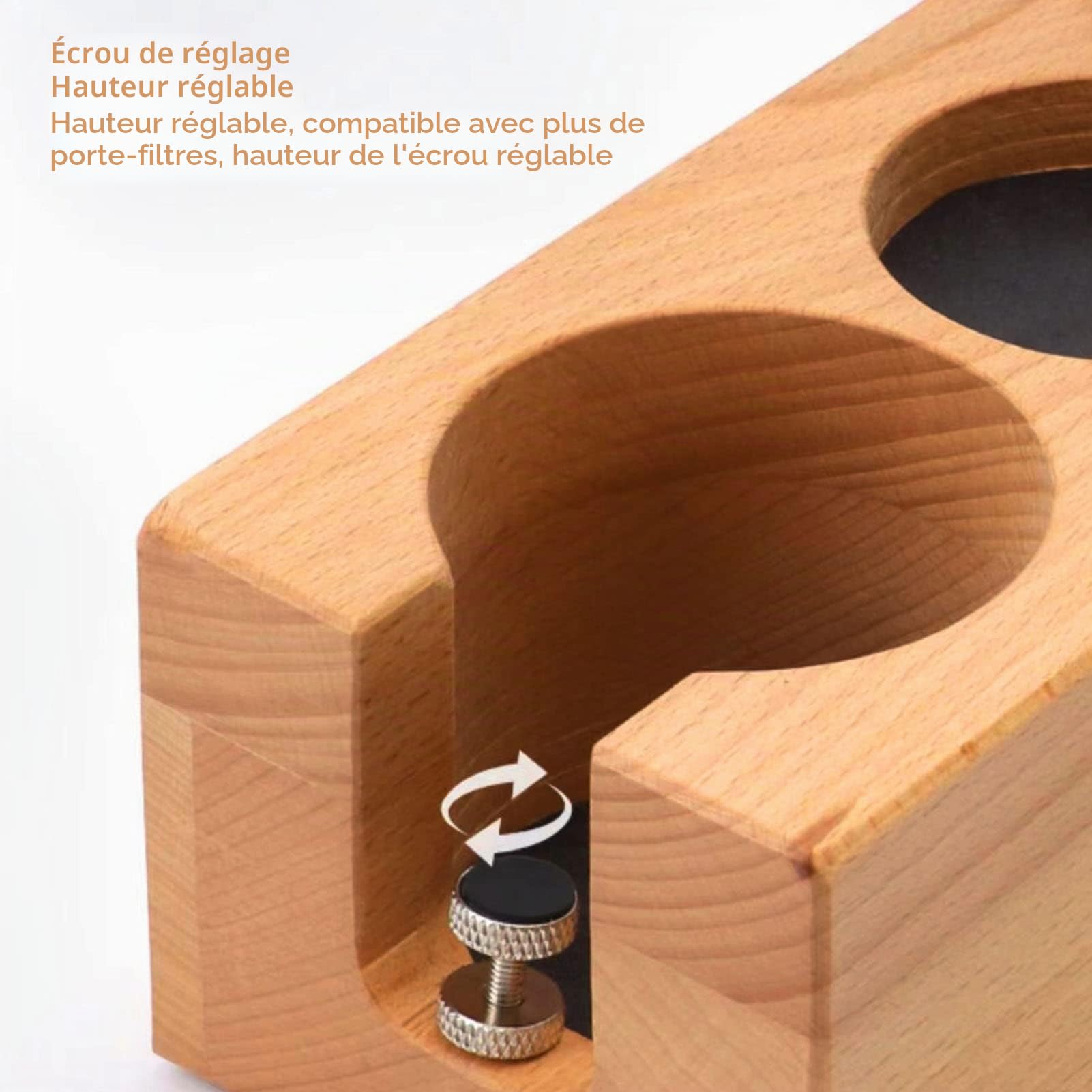 Tissting Station de Tamper à Expresso 58mm avec Pieds Antidérapants - Support Multifonctionnel en Bois pour Filtres à Café, Idéal pour Maison, Café, Restaurant et Hôtel