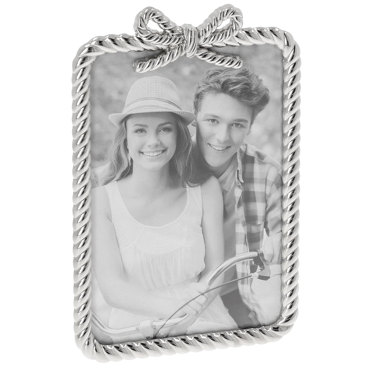 Shudehill Giftware Silver Rope Photo Frame, 4x6, Decorative Twisted Rope Border (Silver Rope Bow Frame 4x6)