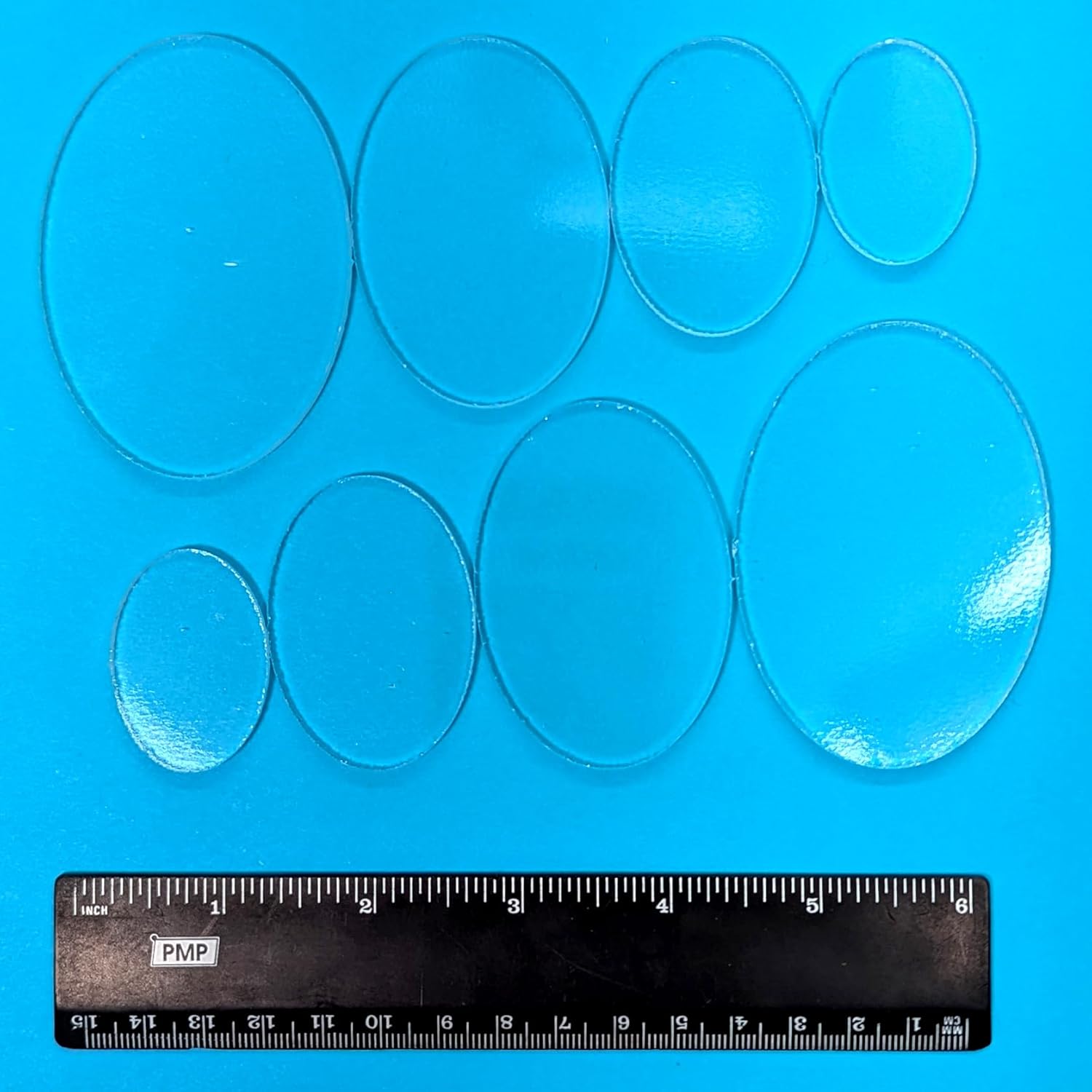 Glass Ovals Clear Fusible Blanks - 1.5-inches Tall - COE 96 Oceanside (10)