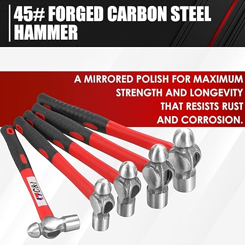 Miniatura 8 de C&T Martillo de bola de 3 piezas, 16 onzas, 32 onzas, 48 onzas, martillo de mango de fibra de vidrio para peen, herramienta de mango de martillo de
