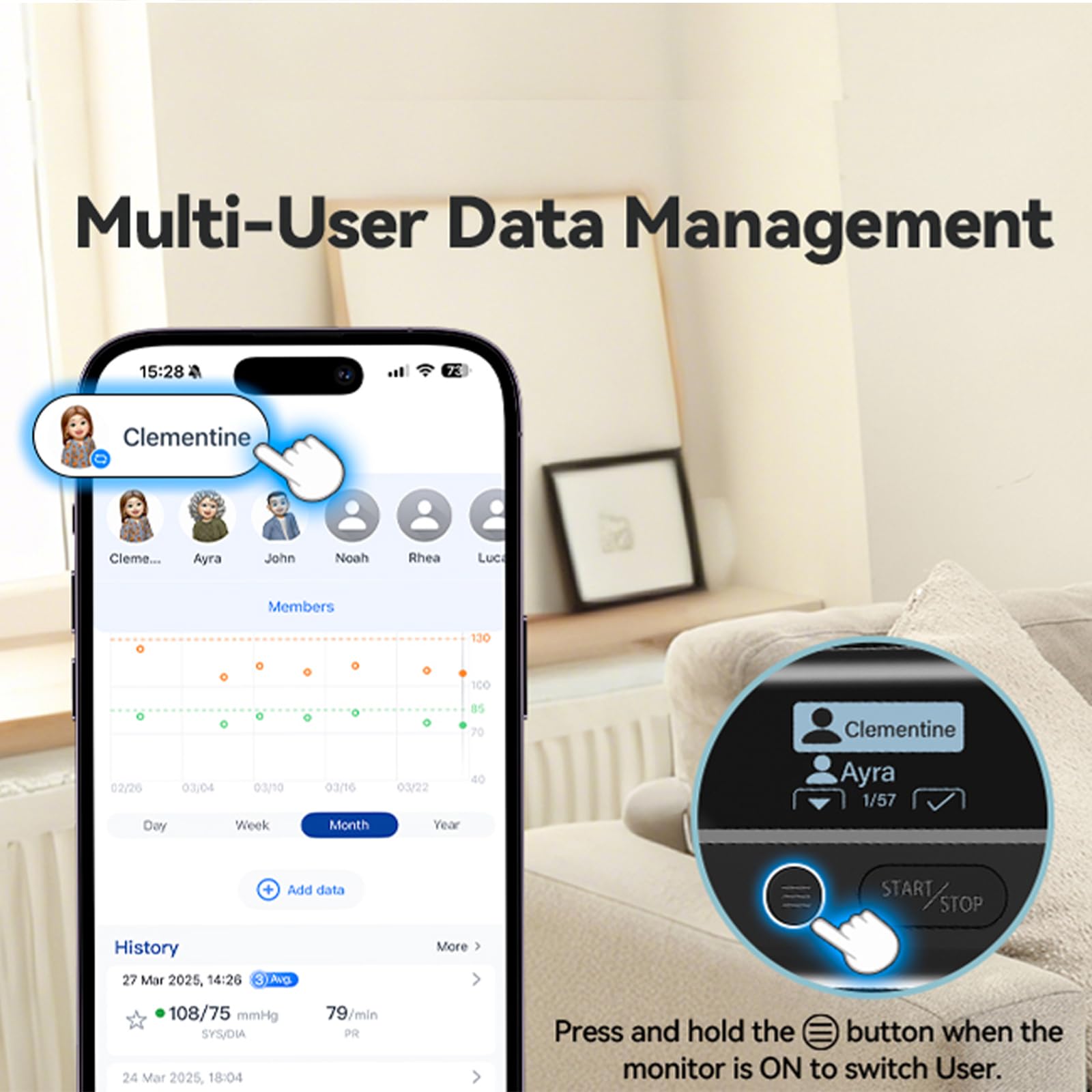 CheckMe BP2 Connect Tensiómetro de Brazo con ECG, 3 Mediciones Consecutivas, Informe de Análisis de IA, Bluetooth y WiFi, Medidor de Pulso, Gestión Ilimitada de Datos en la APP