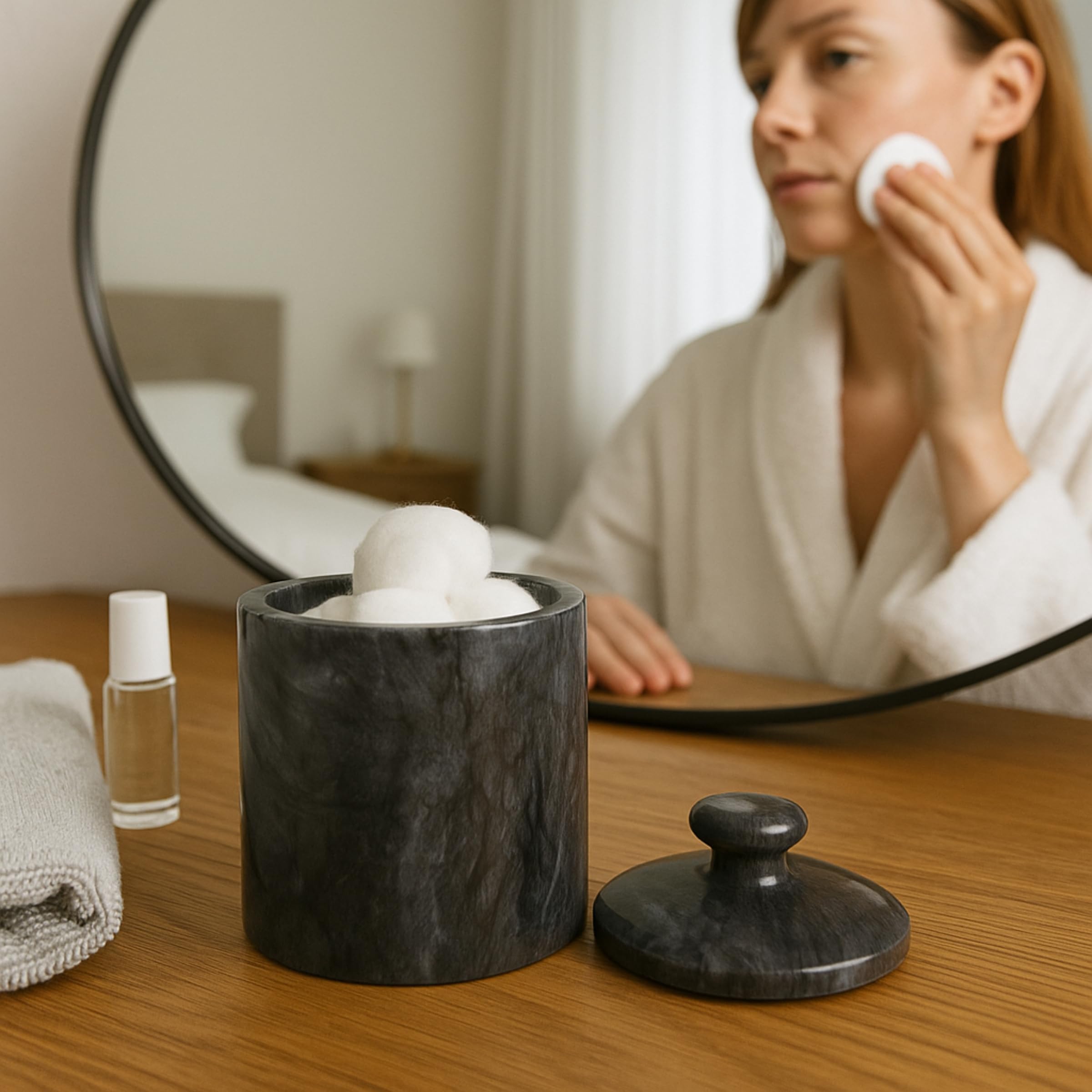 ブラックマーブル スパコレクション コットンボールホルダー Amazon.co.jp: Creative Home ブラックマーブル スパ