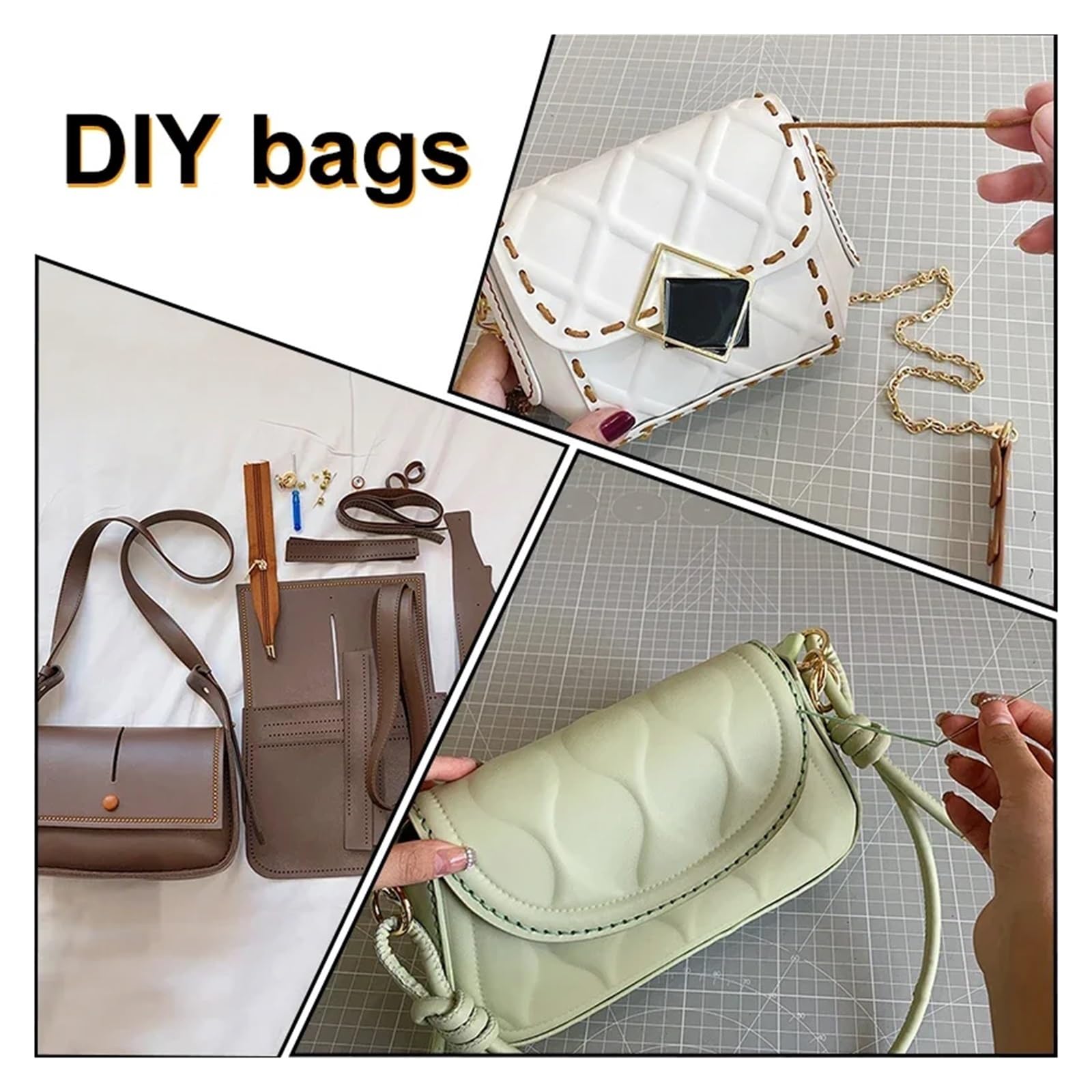 Ensemble de Sacs Faits à la Main, matériel Couture, Bricolage, Sac bandoulière, Kit Fabrication, Poche, Artisanal en Cuir