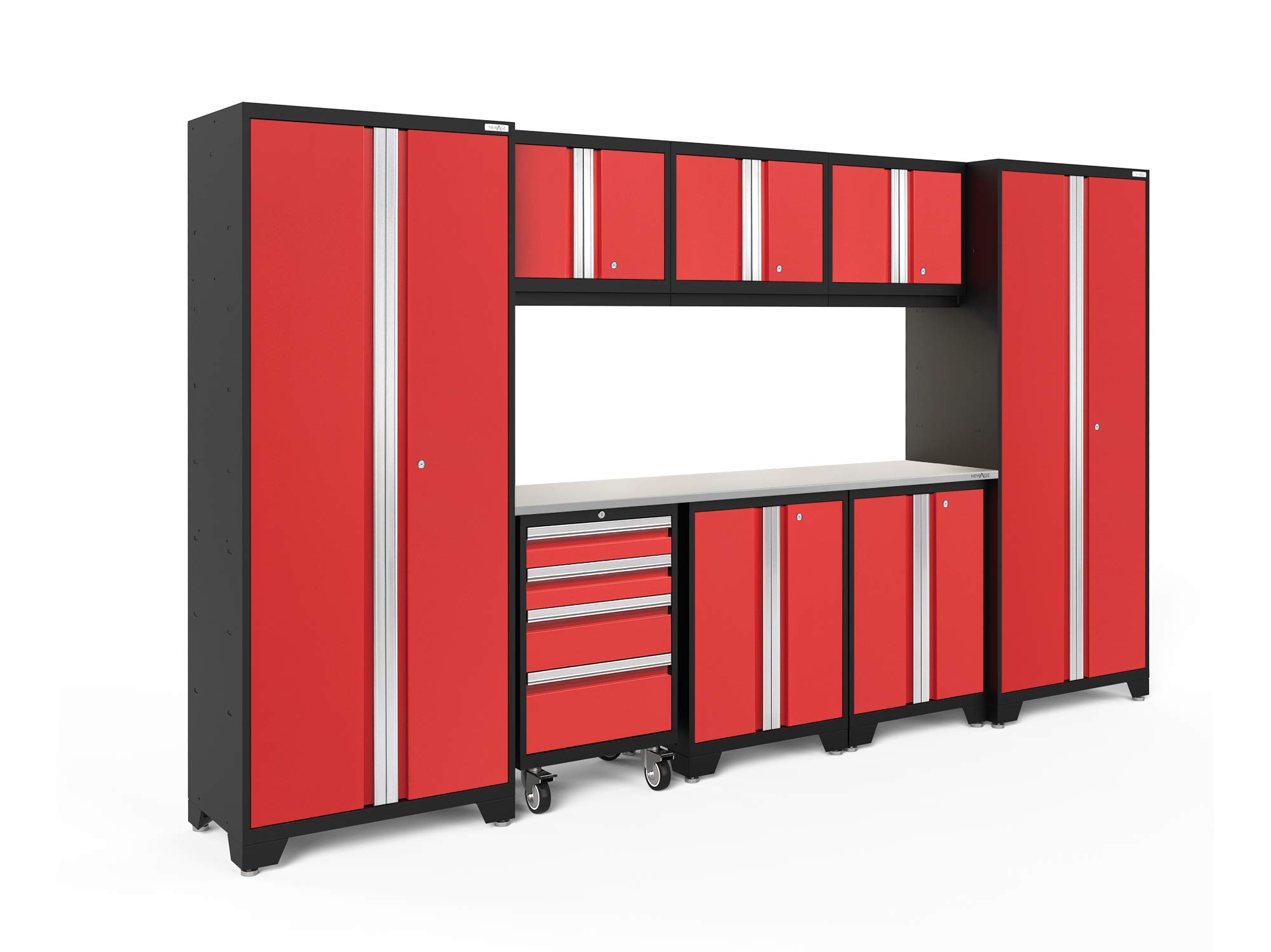 NewAge Products Bold Series Red 9 Piece Set, Garage Cabinets, 50631