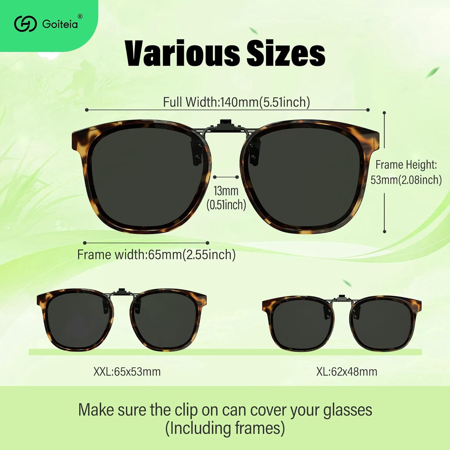 Goiteia Oversized Polarized Clip on Sunglasses over Prescription Glasses for Women Men, Round Stylish Framed Like Sunglasses - Image 5