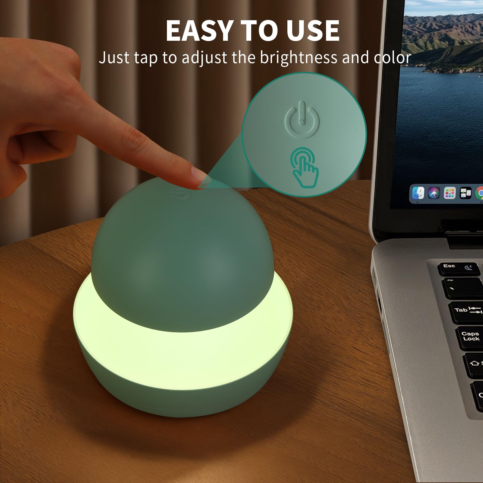 Luz nocturna de guardería para niños, luz nocturna de recarga para niños, 1 paquete, 4000 K, verde