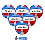 Premium Soft Synthetic Leather Official Size & Weight Outdoor Volleyball 6 Pack with Pump