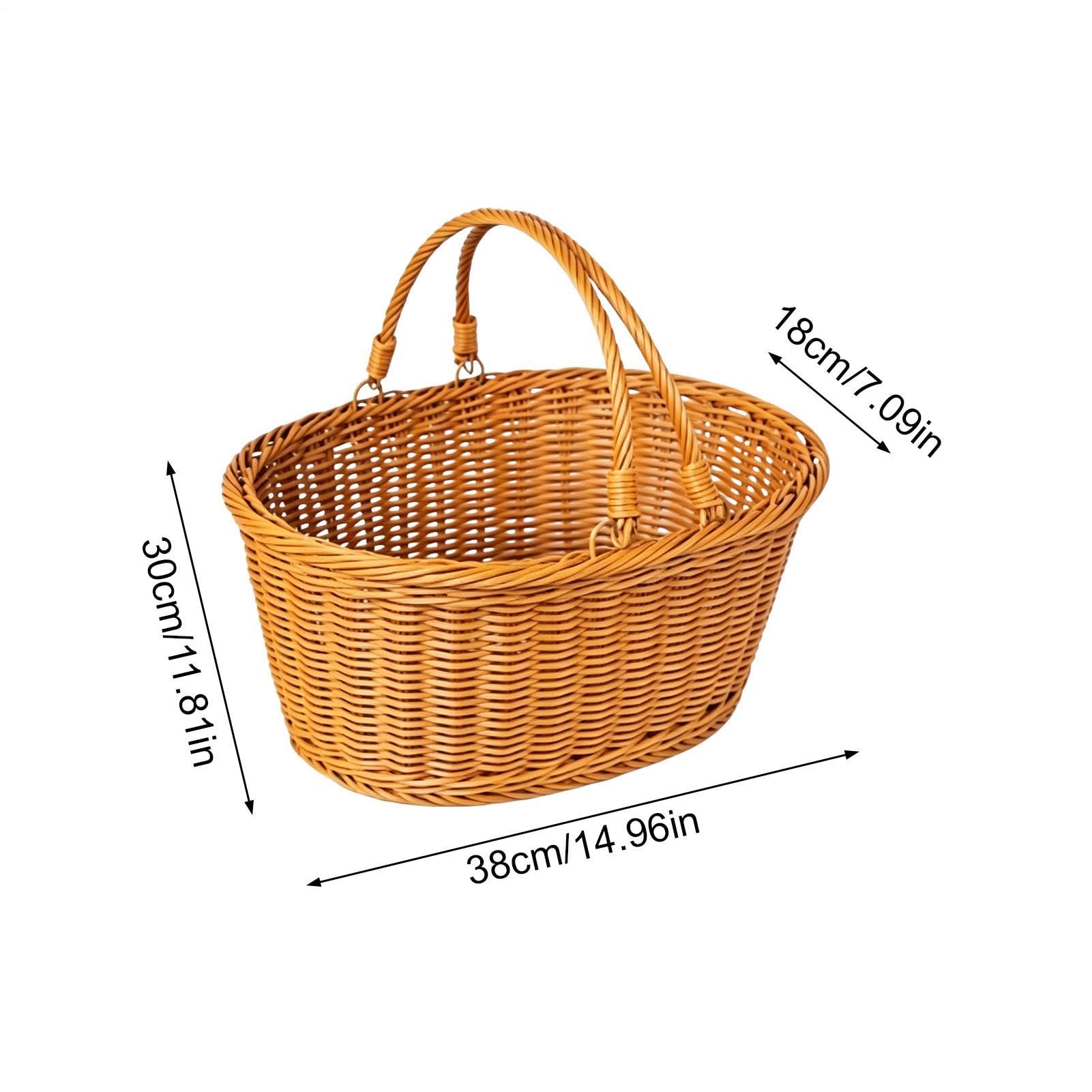 Cesto da Picnic con Manico - Raccolta E Conservazione Della Frutta - Cestino Vuoto per Pane - Per Campeggio, Picnic, Spesa, Giardino, Cortile, Prato, Gite In Auto, Casa
