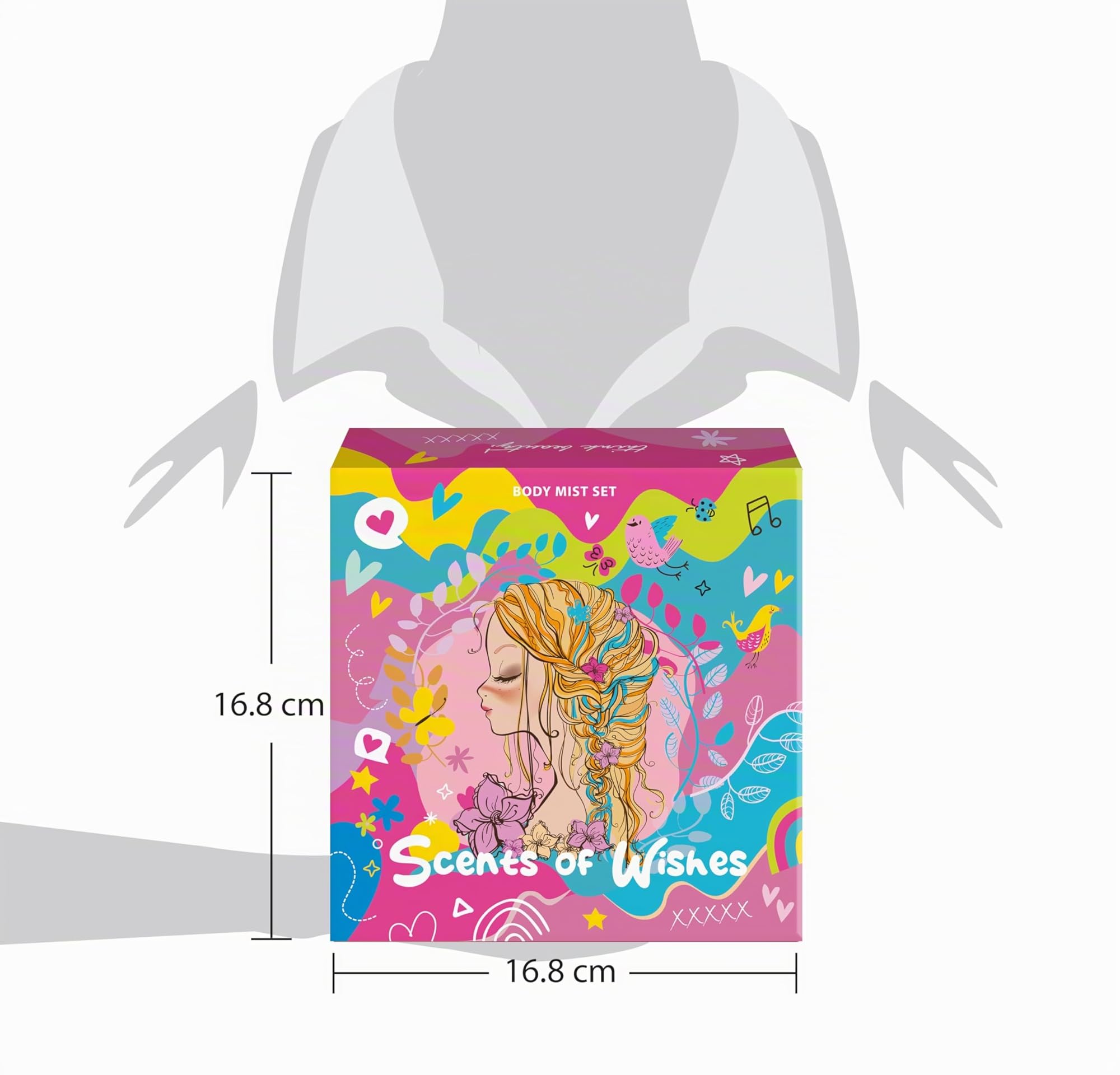 Set di Body Mist per Ragazze "Scents of Wishes" – 5 Flaconi in Vetro a Forma di Diamante con Finitura Dorata; 5 Profumi Esclusivi: Bacche, Frutti, Agrumi, Atmosfera Tropicale, Floreale
