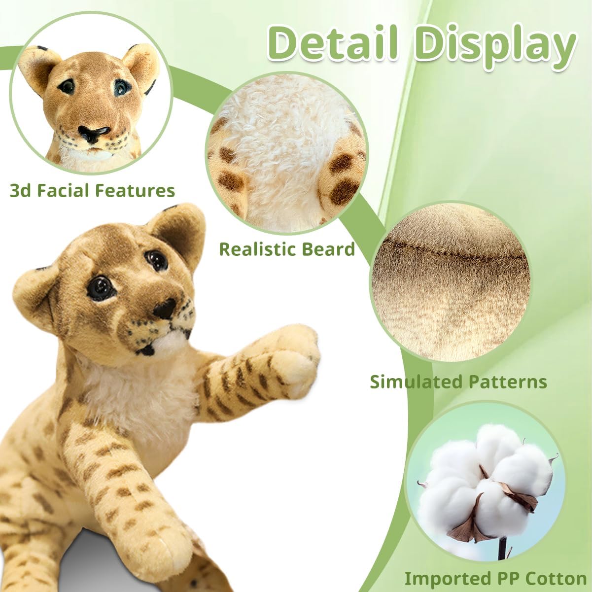 Lion Stuffed Animal Soft Large Stuffed Lion Plush Toys Safari Animals Stuffy Lion Cute Jungle Plush Toys Simulation Cute Plushie Birthday Valentine's Day Gifts for Kids Boys 24"