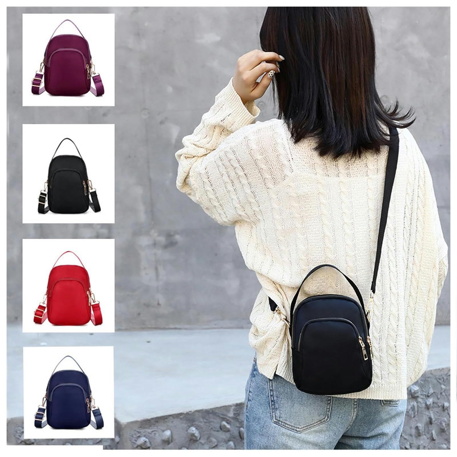 Borsa Donna Tracolla Sacca da Donna A Traversa in Nylon Borsa da Donna Casual Spalla Portatile Cambio Leggero Sacca di Stoffa-Red-a
