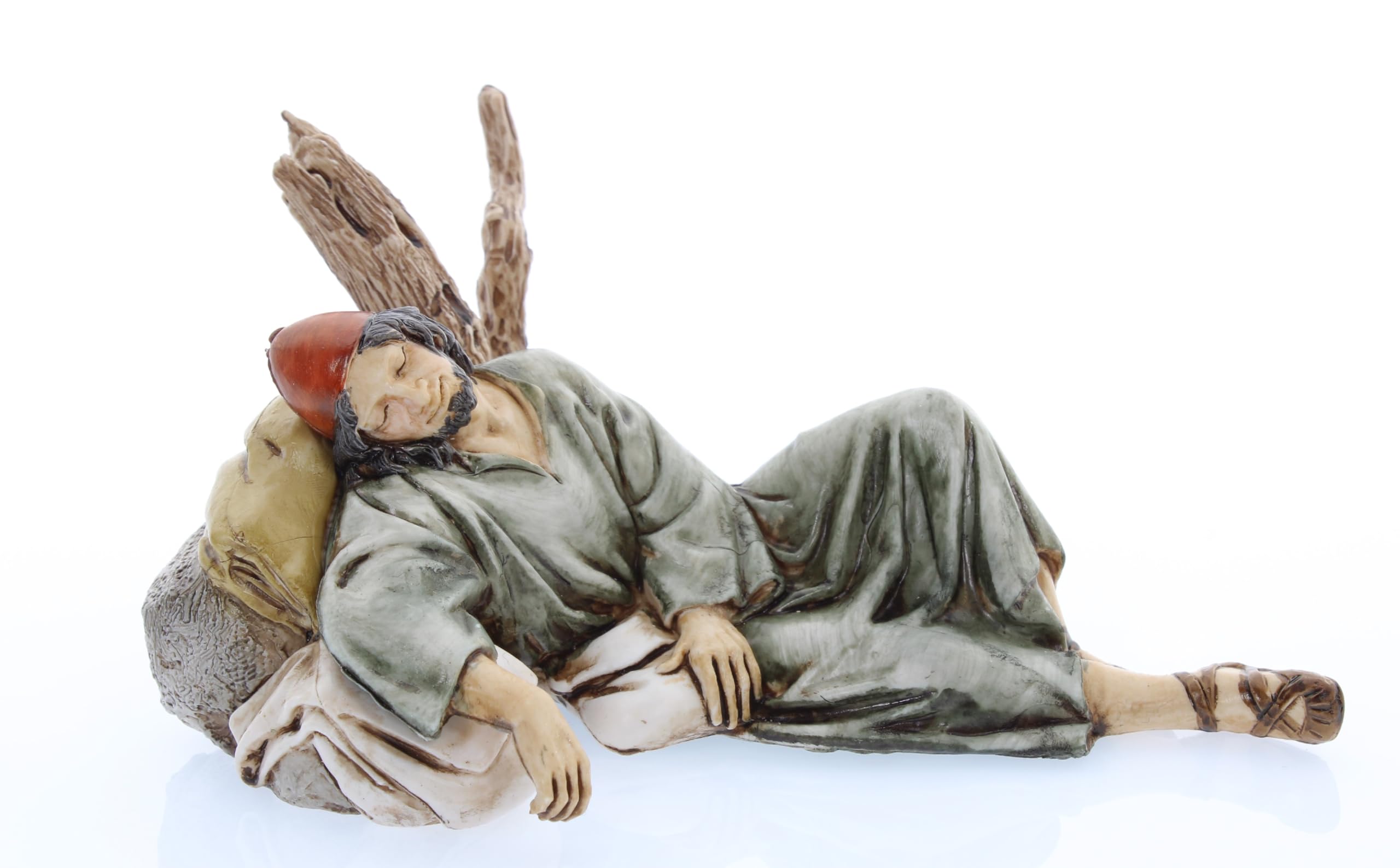 Moranduzzo Pastore Dormiente per Presepe da Cm 13 Scala 1:15 - Statuine Presepe Indistruttibili - Stile 700', Pittura Rifinita a Mano, Prodotto Ufficiale, Made in Italy, Scultore M. Landi