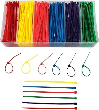 Small 4 inch Multicolor [Zip Cable Tie]s 480pcs Assorted Color for Marking Chickens Legs or Deco Mesh Wreath Supplies Pink,Red, Purple, Yellow, Blue,Green