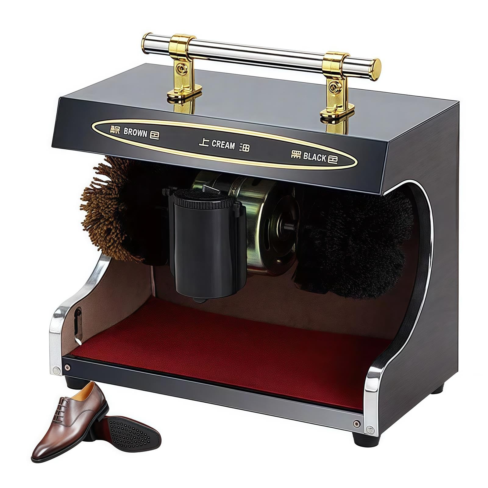 Pulidor eléctrico de zapatos, limpiador automático de bajo ruido para uso comercial y doméstico, kit de eliminación de polvo de acero inoxidable