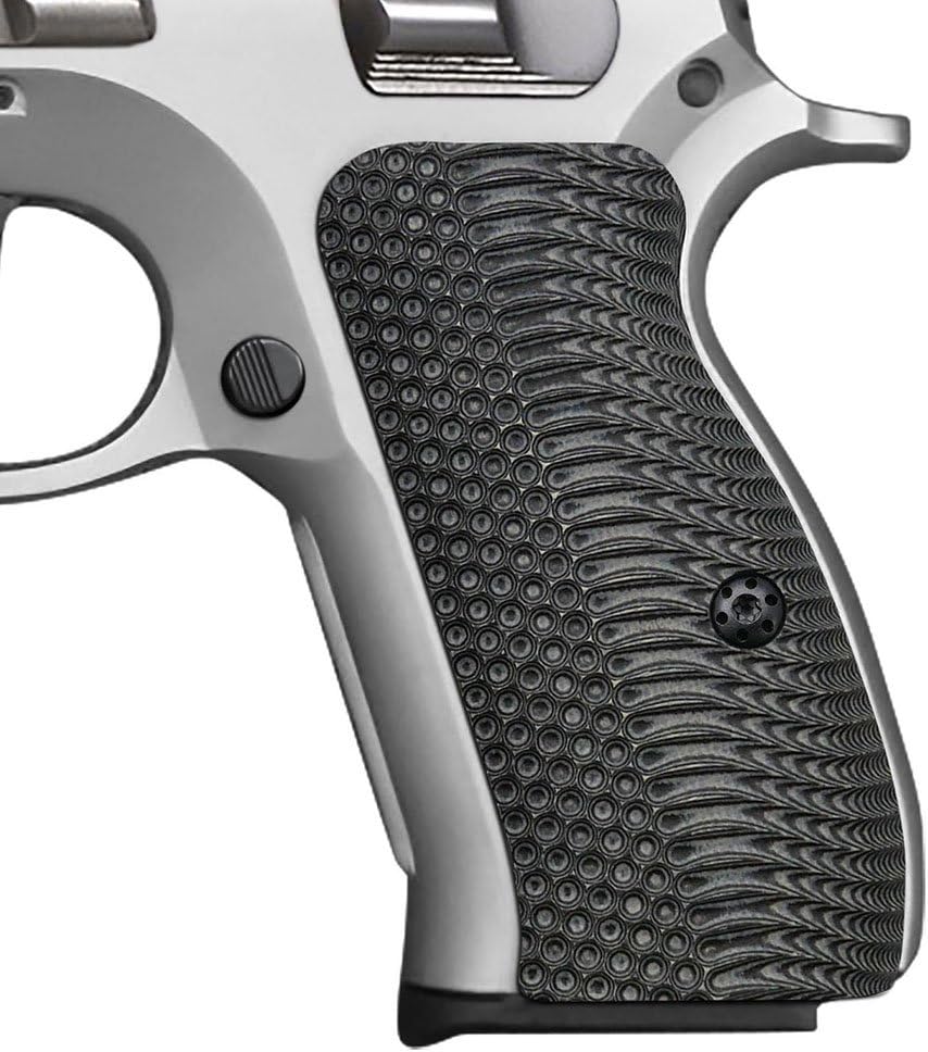 G10 Grips for CZ 75/85 Compact, P-01, PCR, 75 D | Aggressive OPS Texture. Fits P100, C100, Tristar T100. Includes Black Screws.