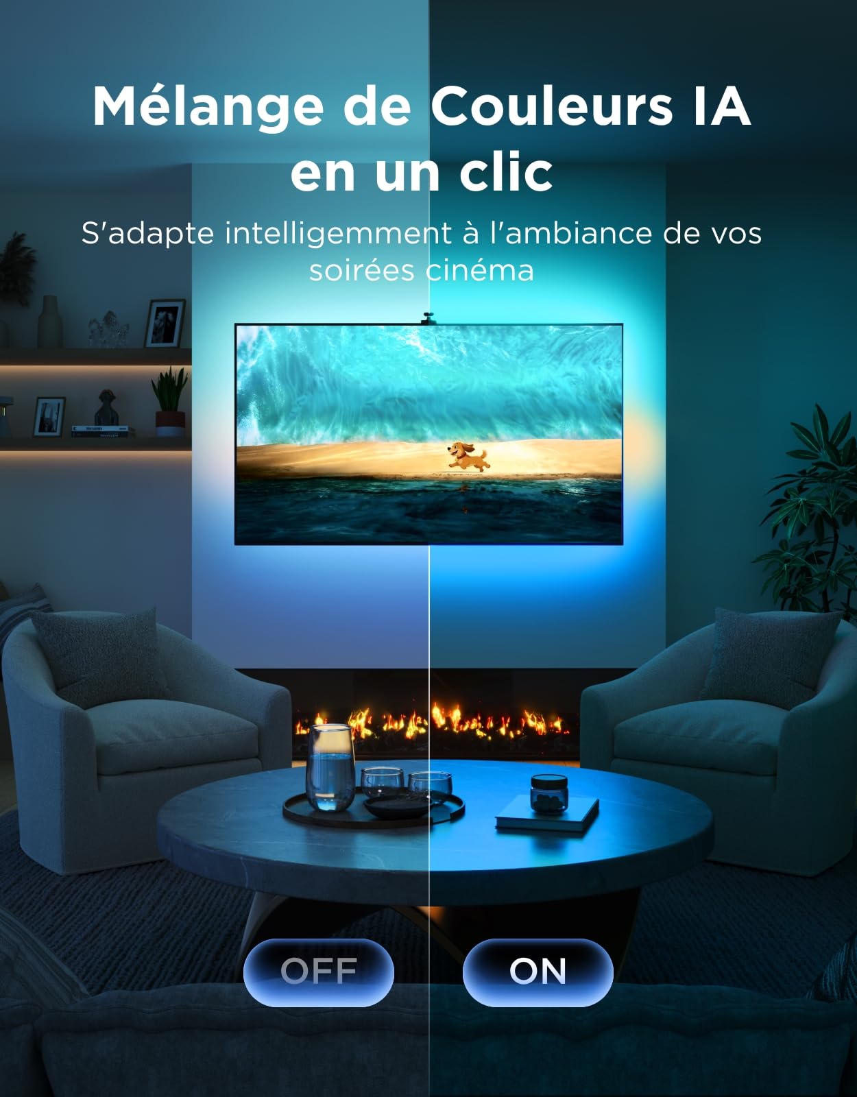 Govee Rétroéclairage TV LED 3 RGBWIC avec Double Caméra, Ruban LED TV 3,6m