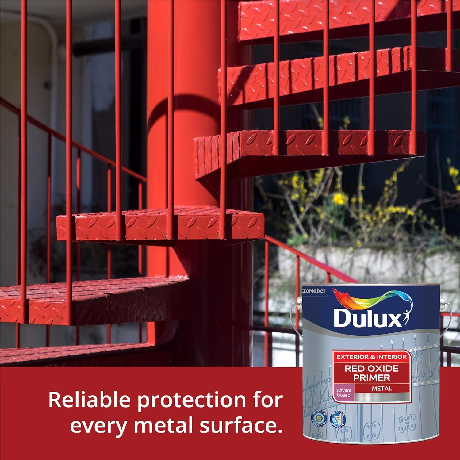 Dulux Red - Oxide Metal Primer | Suitable For Interior & Exterior Work |Quick Drying, Rust Protection for Metal Surfaces, 4 Litres 1