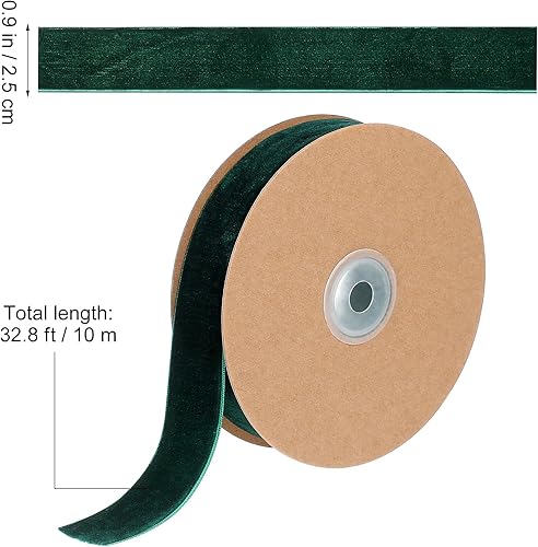 Miniatura 2 de Ciieeo 1 rollo de cintas de terciopelo vintage de Navidad de 1.0 in, cinta de terciopelo para Navidad