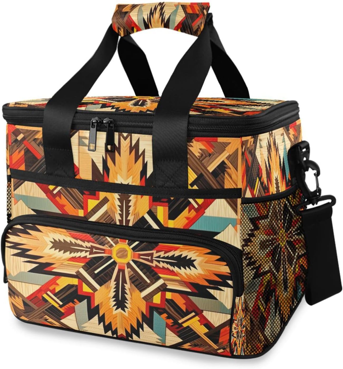 Indian Navajo Cross and Arrow Lunch Box for Men & Women, 15L Leakproof Cooler Lunch Bag Reusable Insulated Lunch Bag with Adjustable Strap for Office Work Picnic Hiking Beach