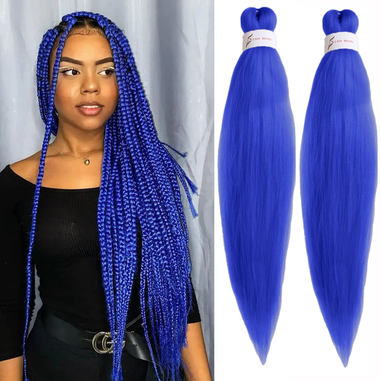 Buy Unionbeauty 26 Inch Pre Stretched Braiding Hair 2 Packs Blue