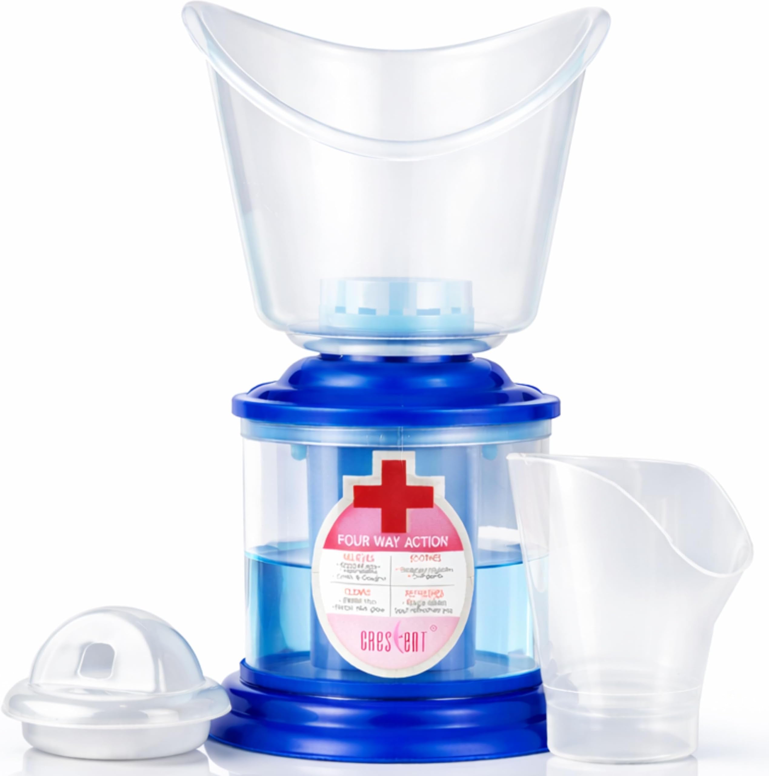 Crescent Facial Steamer for Face| Facial Steamer for Cold and Cough| Steam Inhaler| Steamer| Facial Sauna| Steamer with 3 Attachment, Blue, Pack of 1