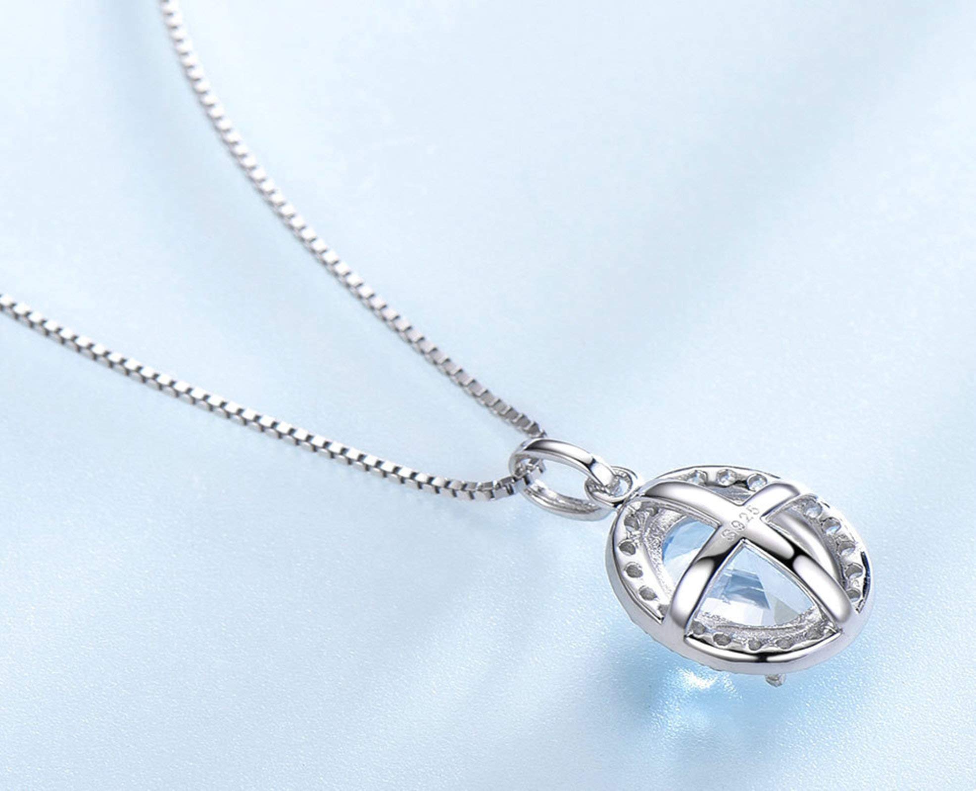 Anello Donna, Catena Donne Argento Ovel Elegante in Argento 925 Set Orecchino Collana E Anello per Donna Donna Zirconia Cubica Blu