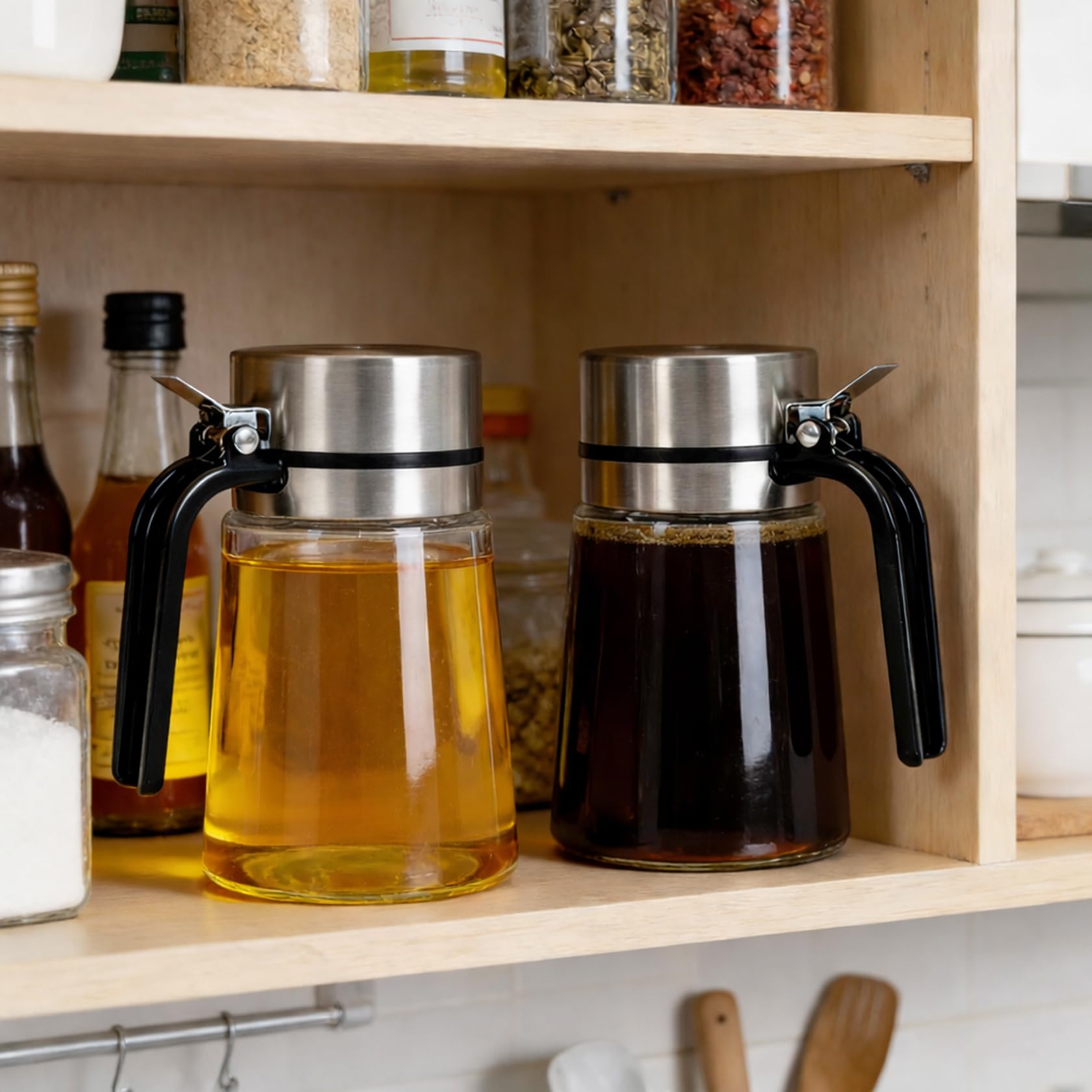 Honigspender 14 oz / 400 ml Glas, 2er Pack Syrup Dispenser, No-Drip Honigglas für Küche, Kaffee Bar und Teestation, Küchenzubehör für Honig, Zucker, Sirup