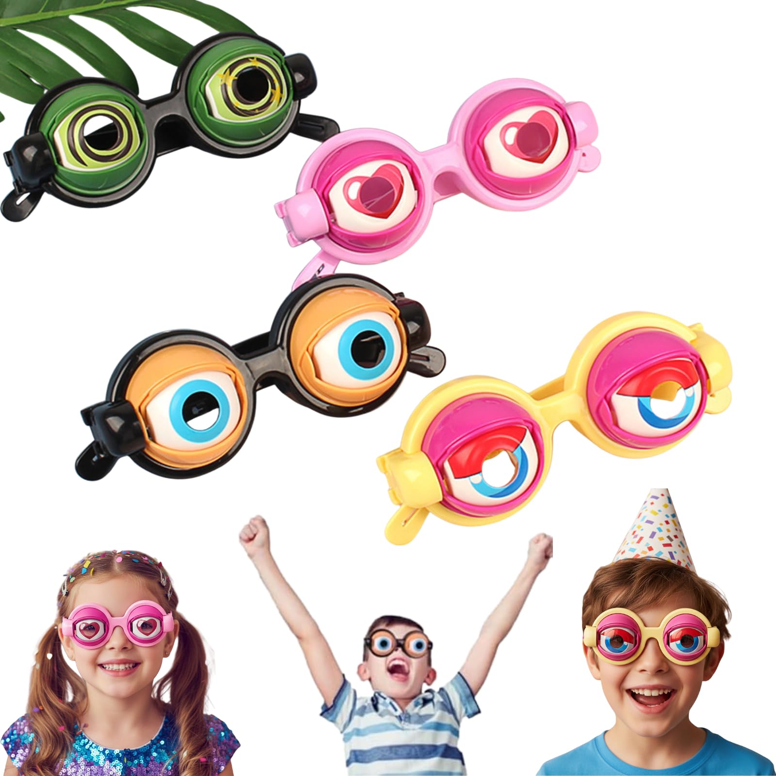 Funny Prop Glasses, Novelty Winking Blinking Glass, Funny Kinetic Crazy Eyes Glasses Googly Eye Glass for Adult Kid