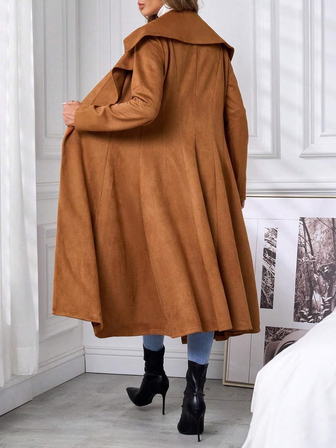 Womens Fashion Trench Outwear Elegant Hem Jacket Winter Coat Jacket Coat