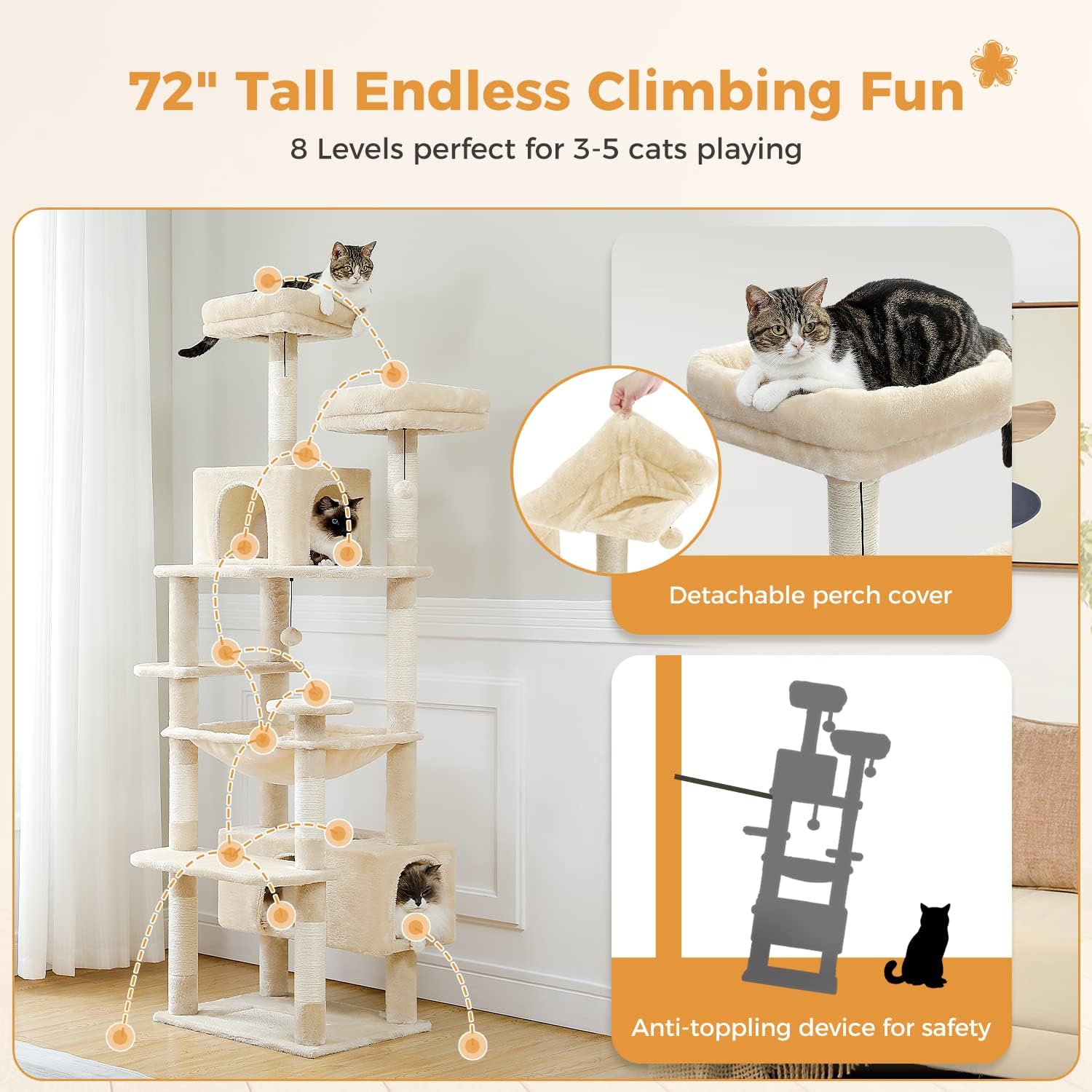review PAWZ Road 72 Inches Plush Cat Tree and 53 Inches Modern Cat Tree