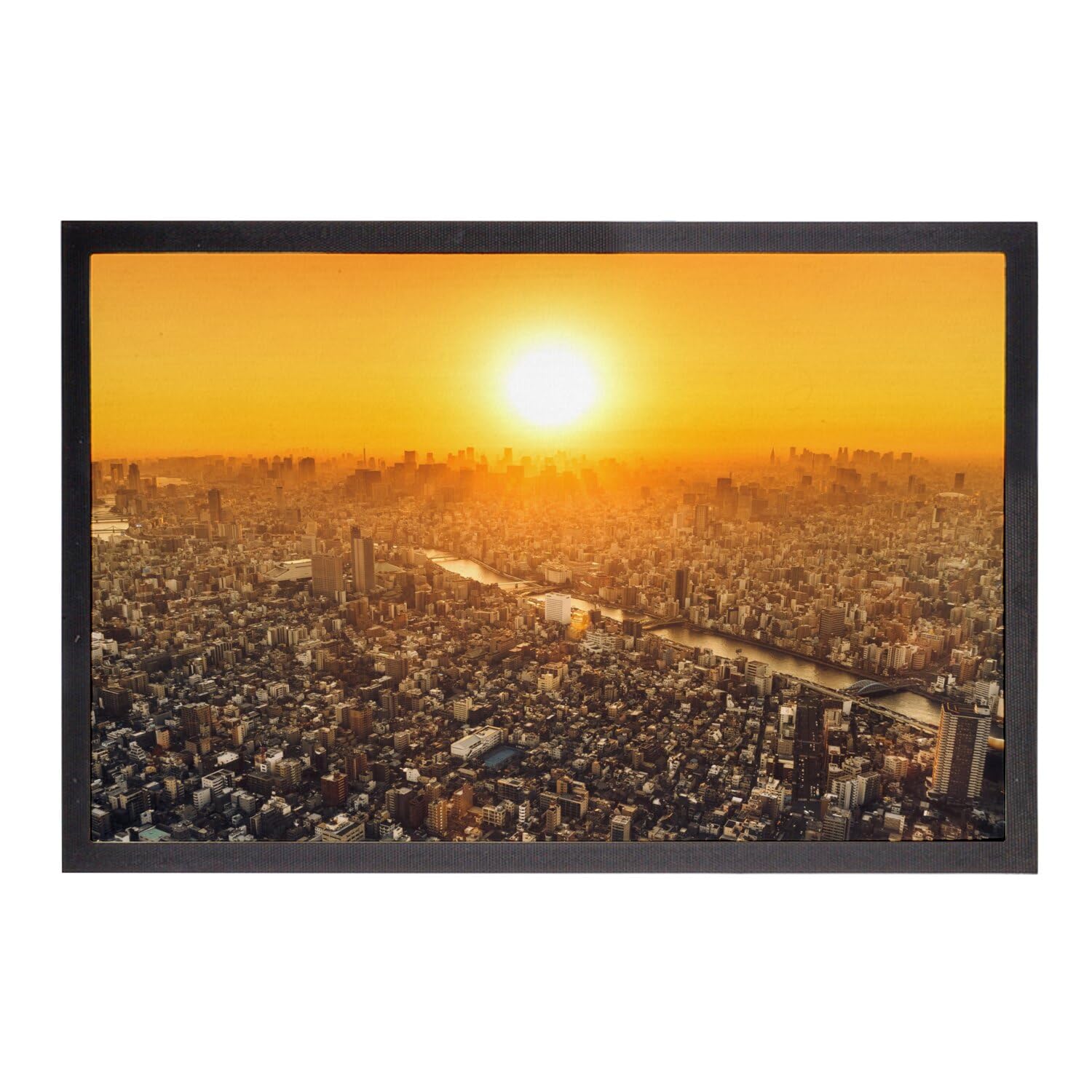 Paillasson Tokyo Japon grand tapis d'entrée design ville 75x50cm