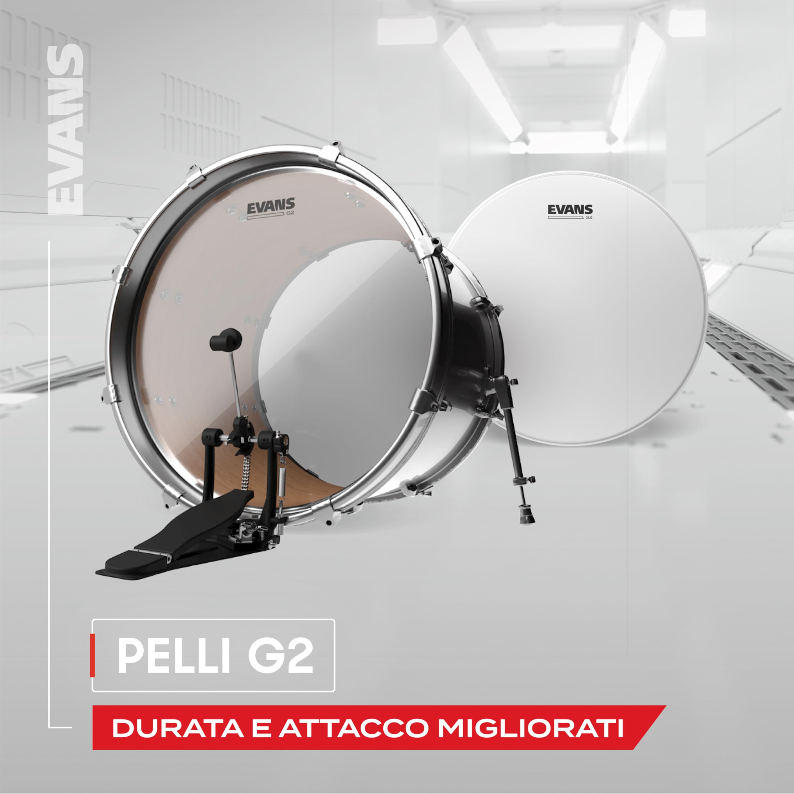 Evans ETP-G2CTD-R Confezione da 3 Pelli Sabbiate G2 per Tom Rispettivamente di 10", 12" e 16", Rock