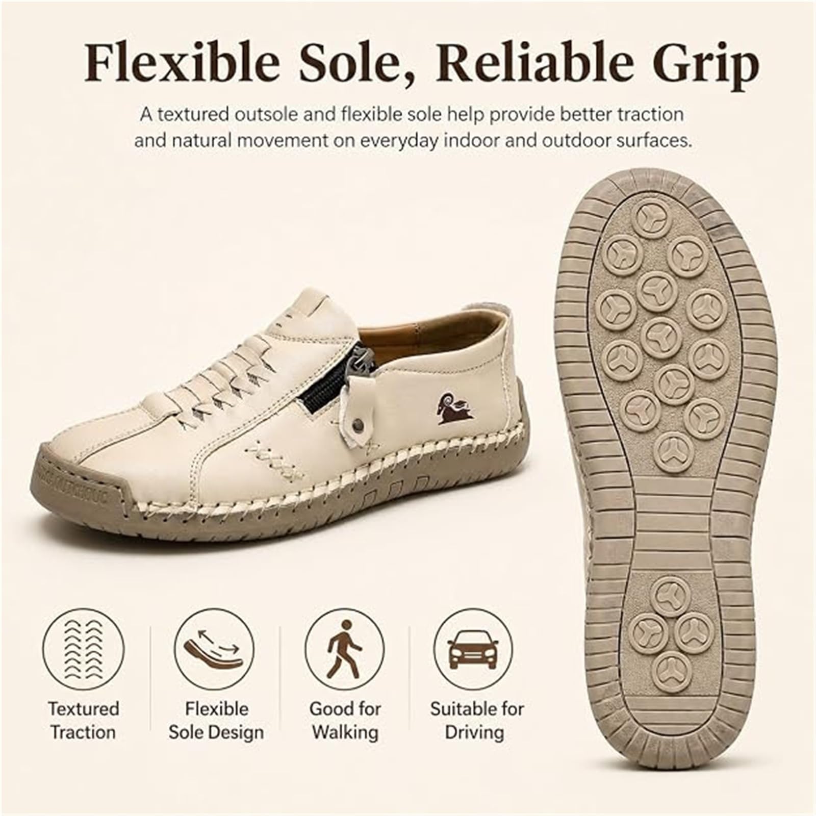 Mocassini Slip-on Ortopedici in Pelle Fatti A Mano da Donna | Scarpe Da Ginnastica In Pelle Con Cerniera Laterale Scarpe Da Ginnastica Morbide Per L'Outdoor E La Guida