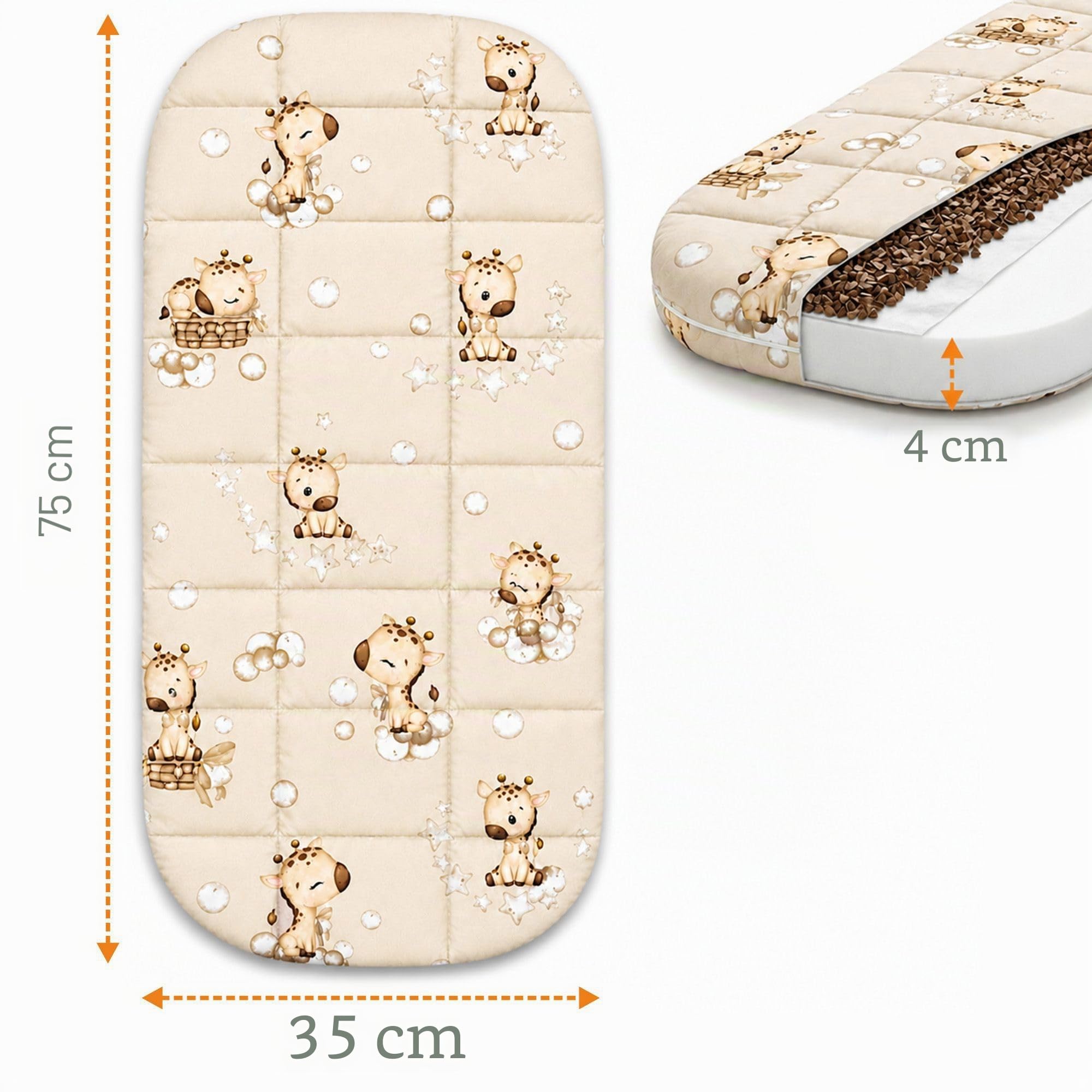Totsy Baby materasso culla 35x75 cm per navicella carrozzina co-sleeping neonato bebè lettino passeggino ovale lattante comodo sostegno riposo – traspirante & lavabile 75 x 35