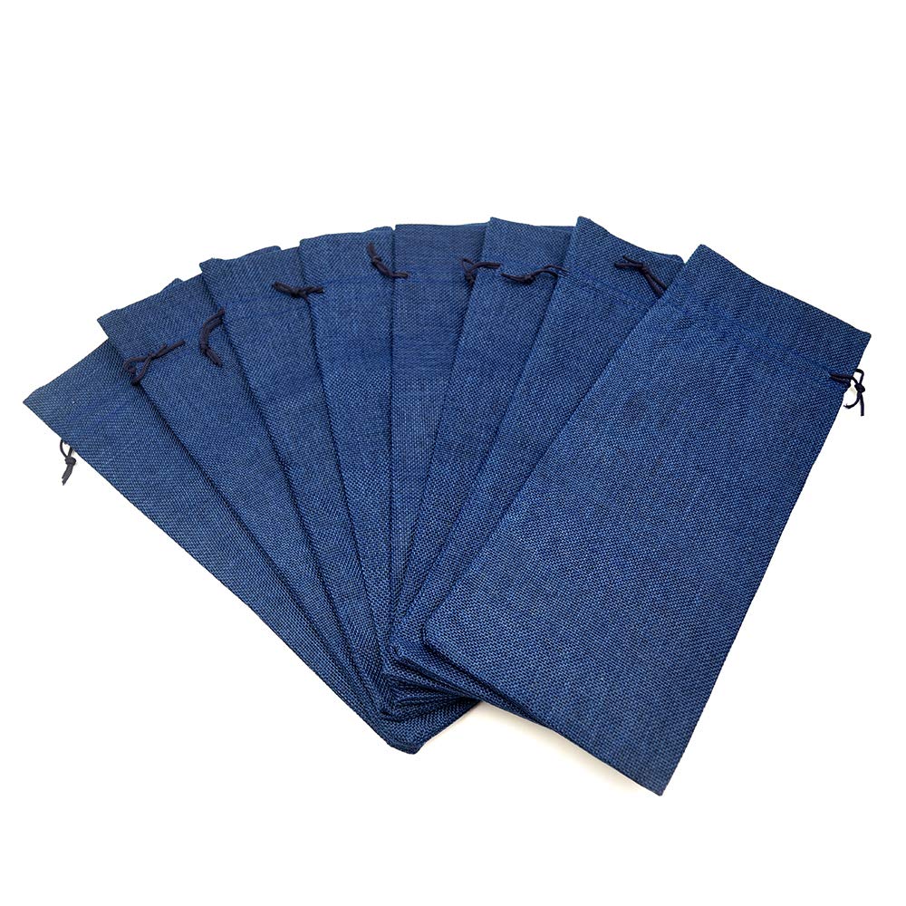 10 szt. woreczków na wino, ze sznurkiem, z juty, szampańskie, wino, na prezent, urodziny, wesele, imprezę, 35 x 14 cm (Royal Blue)