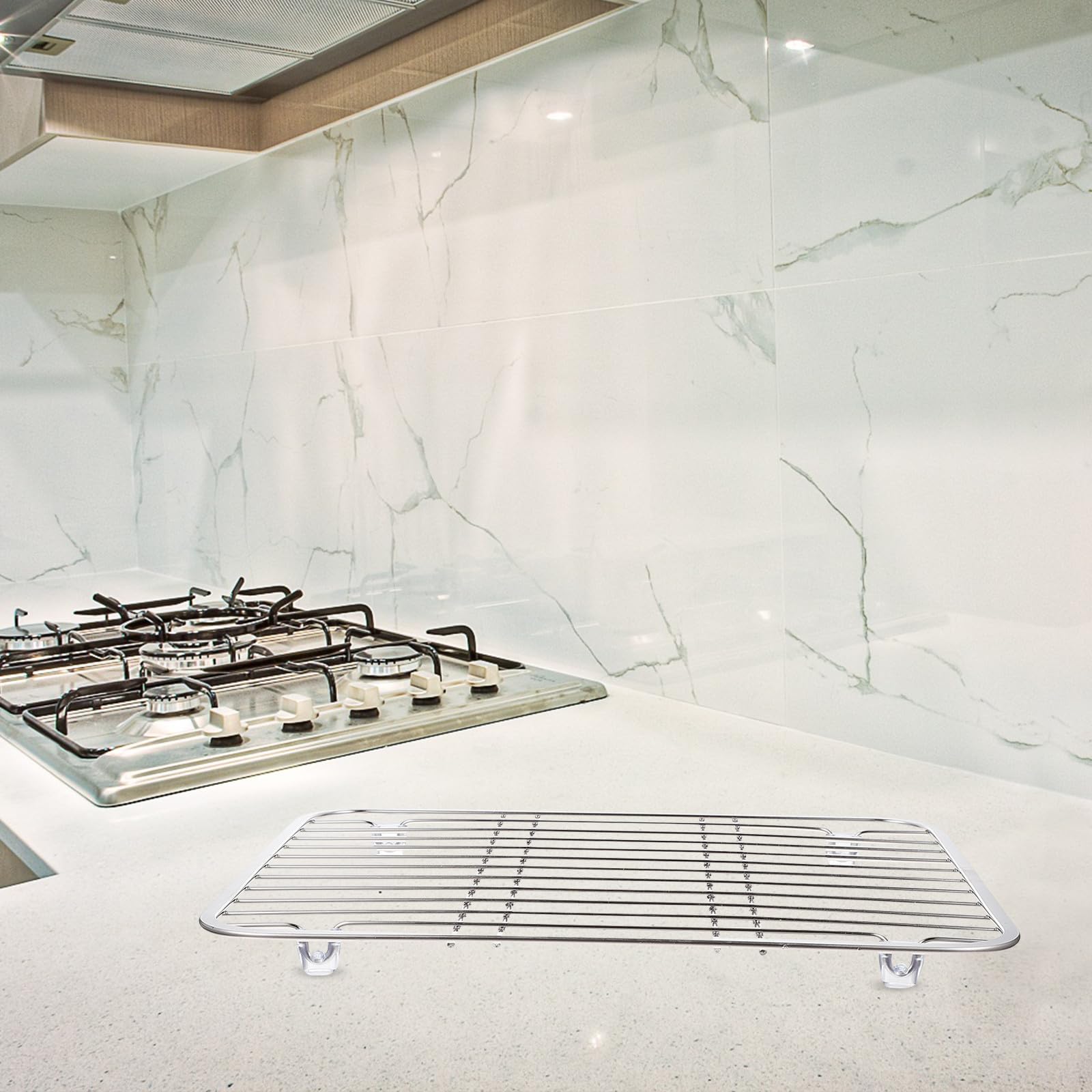 BESPORTBLE Scolapiatti in Acciaio 304 Portaoggetti per Stoviglie Griglia Ventilata Scolapiatti per Lavello Cucina 318X267X23 CM Resistente e Antigraffio per Asciugatura Stoviglie e