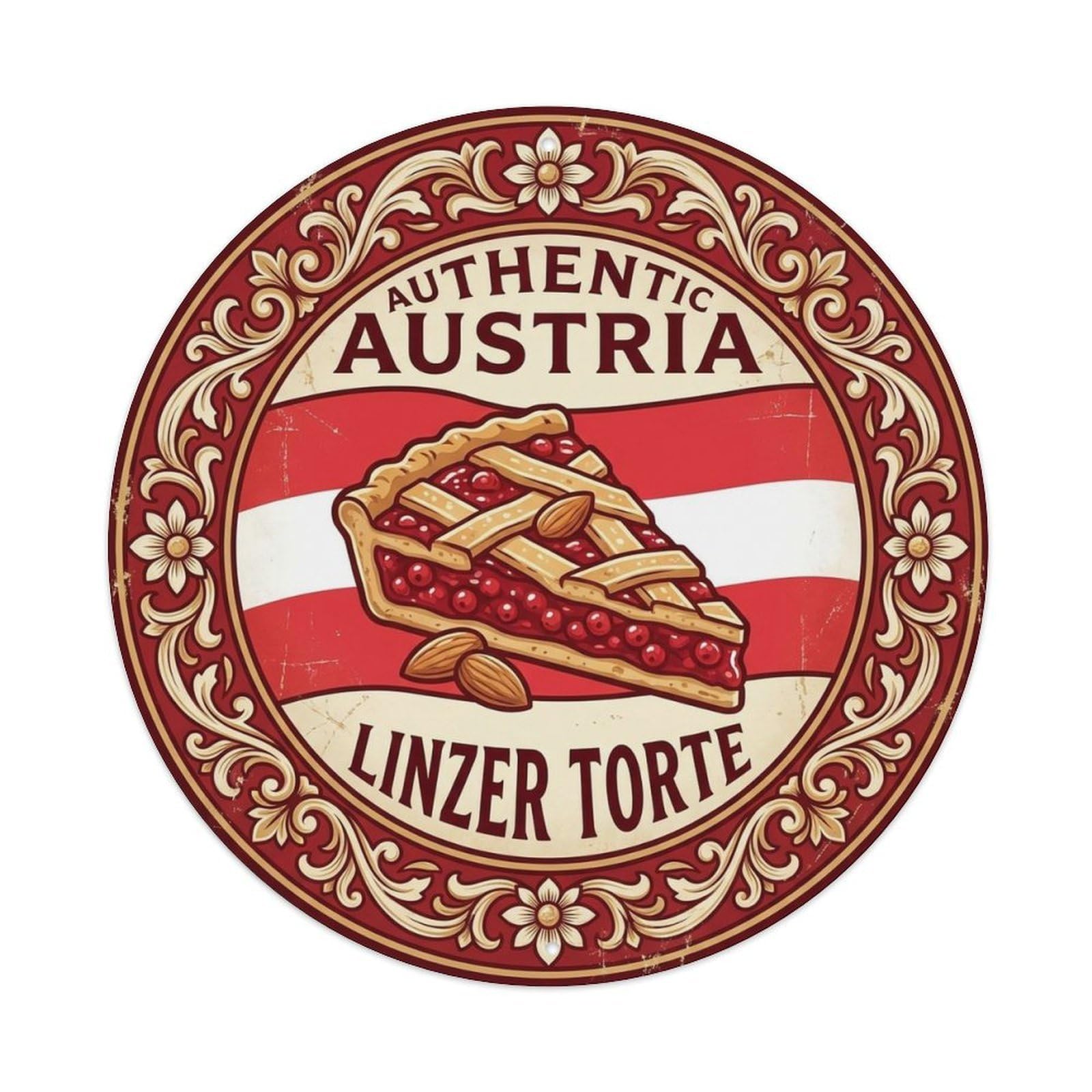 Austria Travel Linzer Torte Austrian Dessert Cuisine Metal Tin Sign