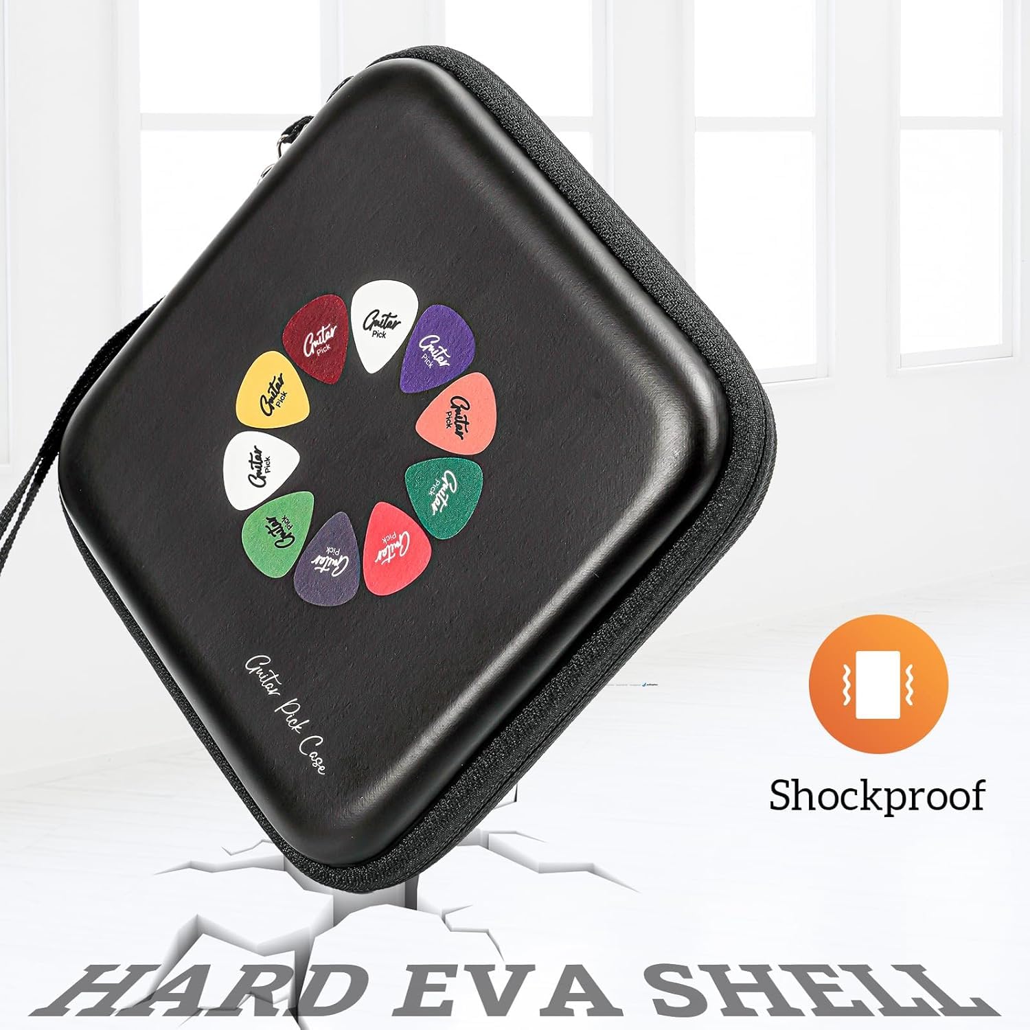 ProCase Guitar Pick pudełko do przechowywania, 84 kieszenie, gitara, kolekcjonerski, uchwyt do kostki, dla kolekcjonerów, kolor czarny