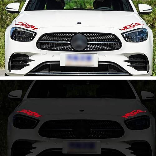 Miniatura 3 de TOMALL 2 calcomanías reflectantes de llama de 15.7 in para automóvil, carreras de llamas, calcomanías deportivas de rayas para carrito de golf,
