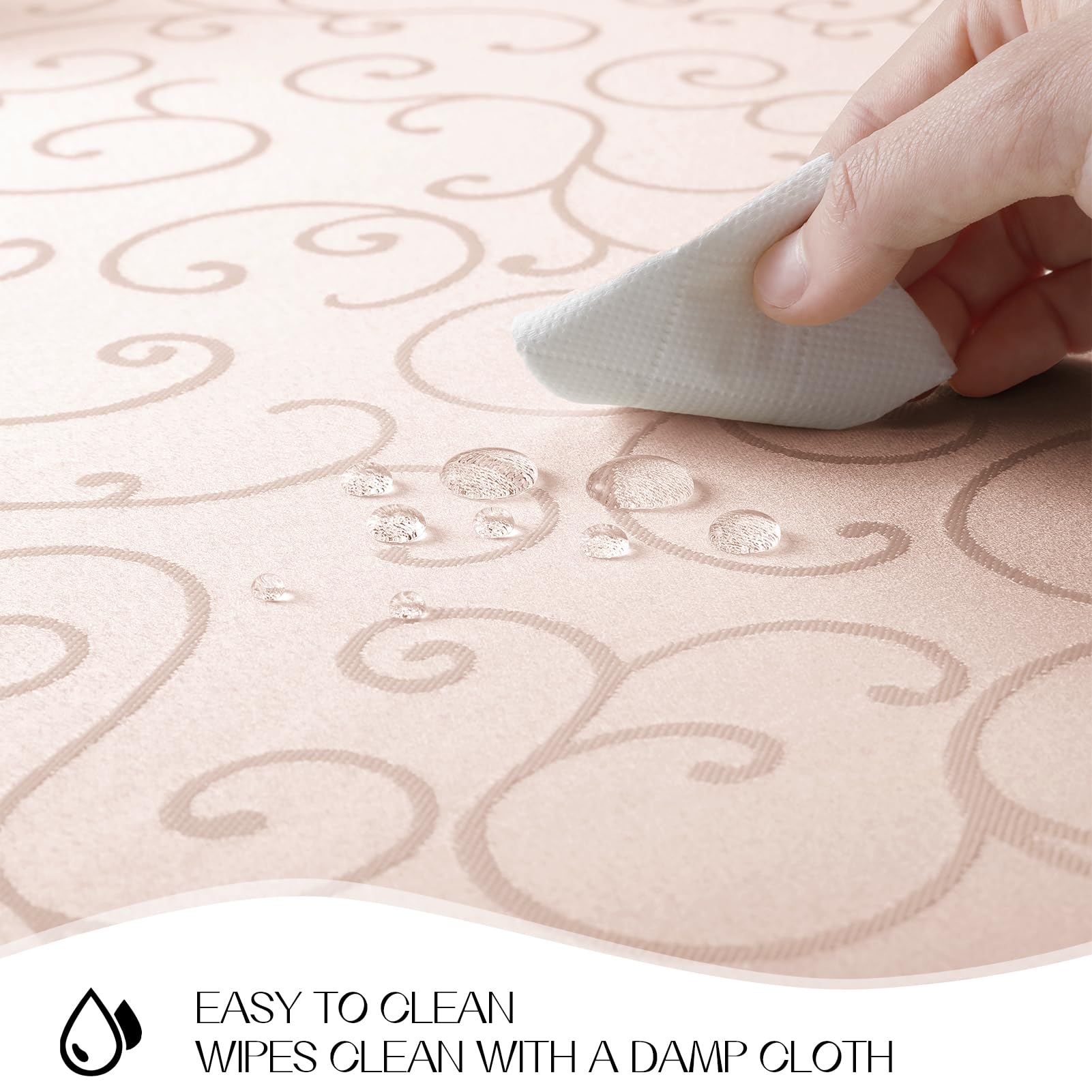 Romanstile Pink Jacquard Table Cloth, Water-Repellent,Wipe Clean, Rectangular 140 x 200 cm - Image 3