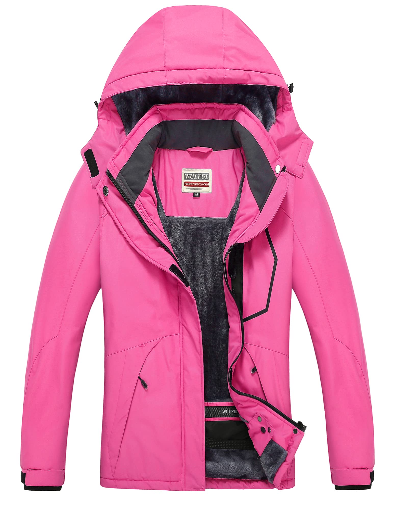 Women’s Waterproof Snow Ski Jacket Mountain Windproof Winter Coat with Detachable Hood