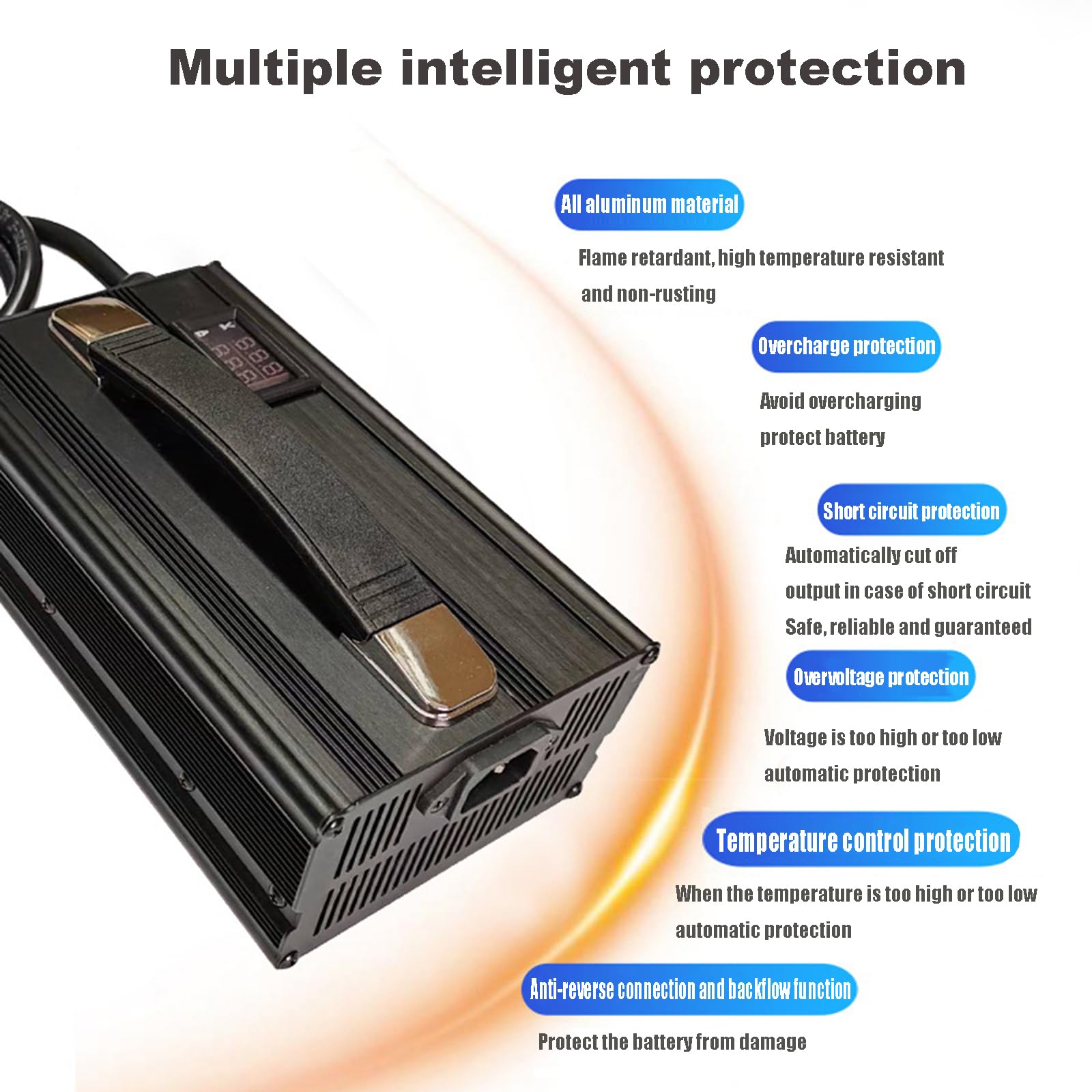 Cargador De Batería De 12V/24V/36V/48V/60/72V, Cargador De Carretilla Elevadora, Cargador De Vehículo Eléctrico, Cargador De Batería De Almacenamiento De Energía con Pantalla