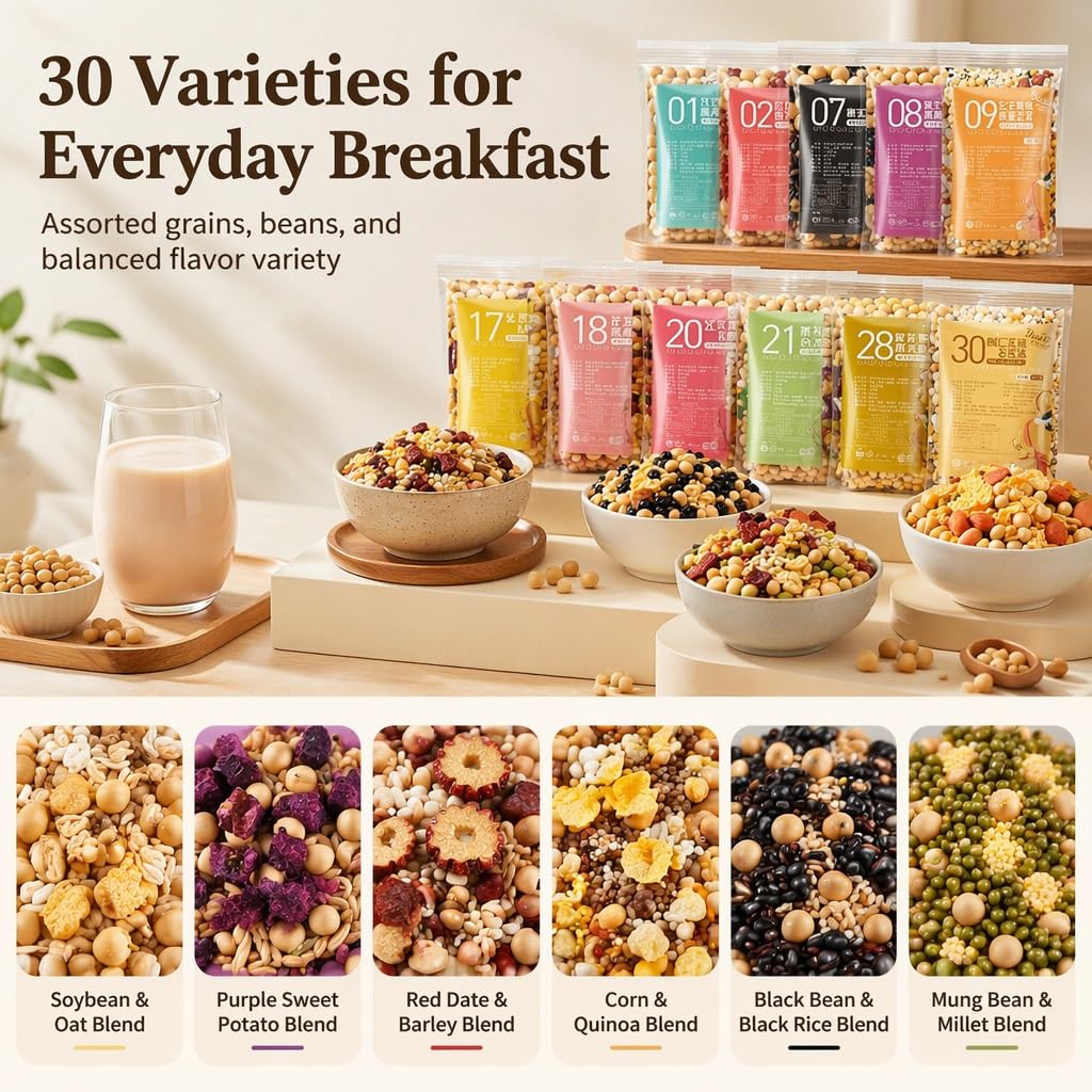 Paquetes De Ingredientes Leche Soja 30 Sabores, 100 G X Bolsas, Cereales Integrales Mixtos For Licuadora/fabricante, Solución Fácil For El Desayuno
