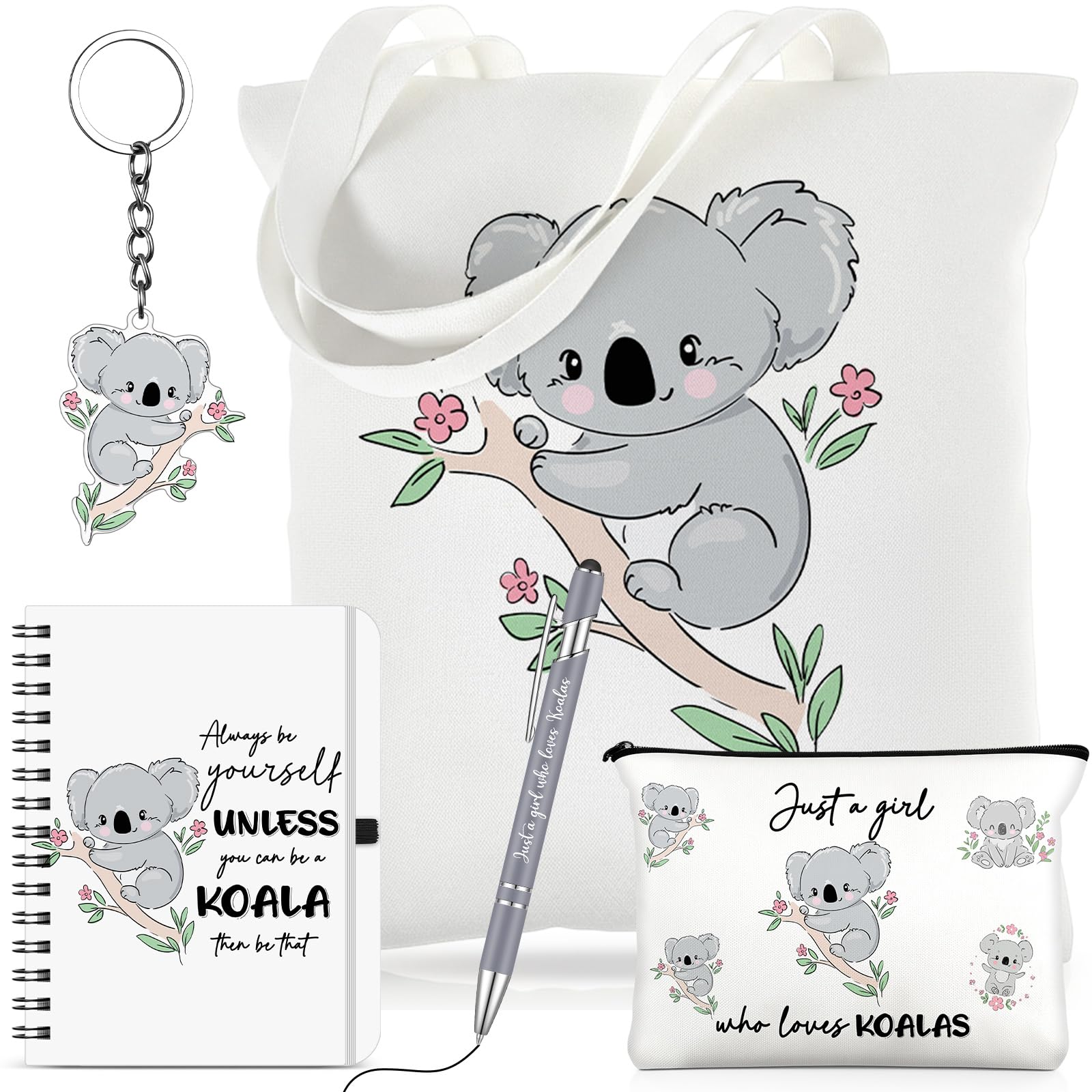 Kinlop 5 piezas de regalos de caballo para mujer, incluye Just a Girl Who Loves Horses, bolsa de lona para cosméticos, llavero y bolígrafo para mujeres y niñas, Varios colores