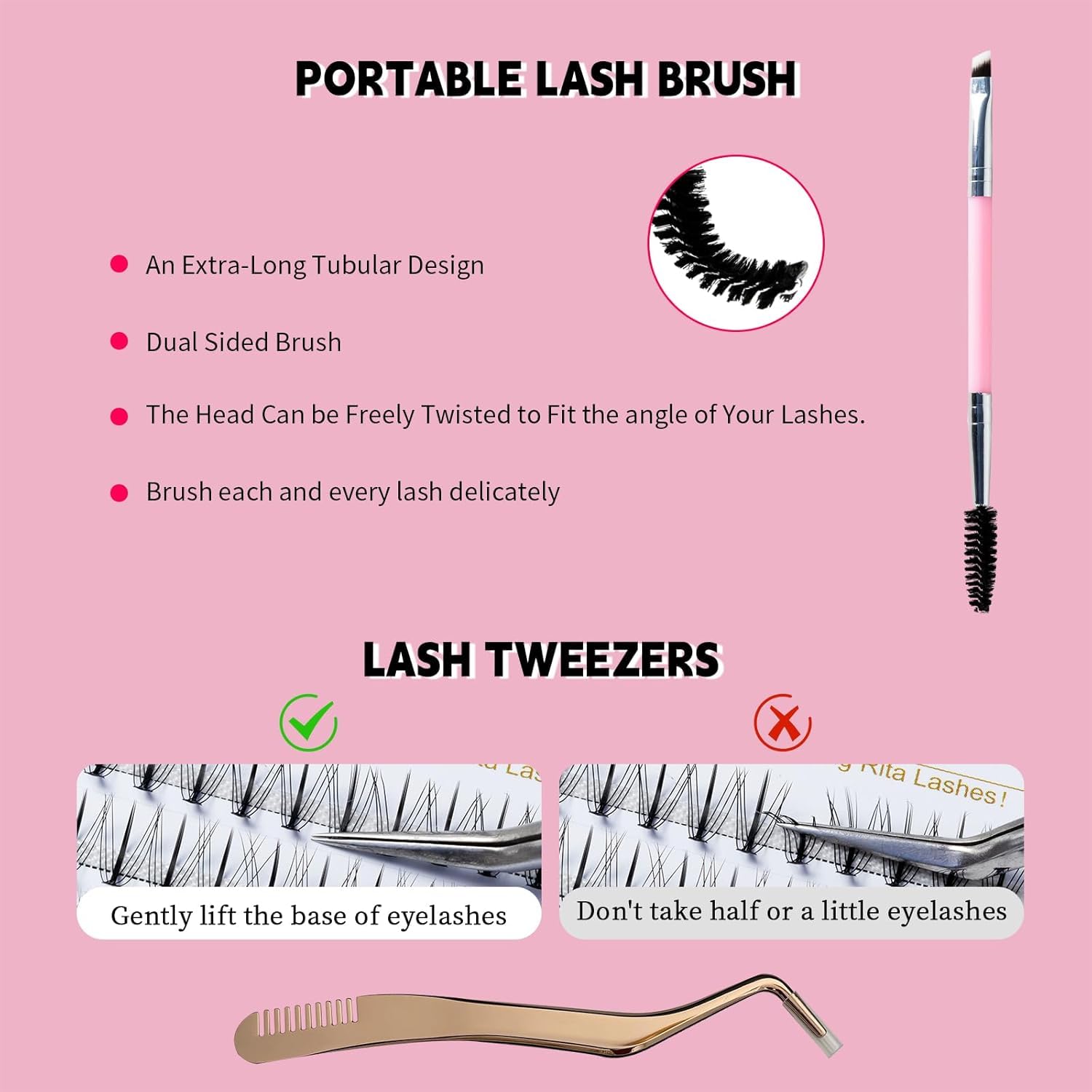 RITALASH Kit di extension per ciglia fai da te, 384 pezzi, kit per extension per ciglia con pennello per mascara, applicatore per rimuovere colla e colla per ciglia (384 pezzi W02+W04+W05+W06)