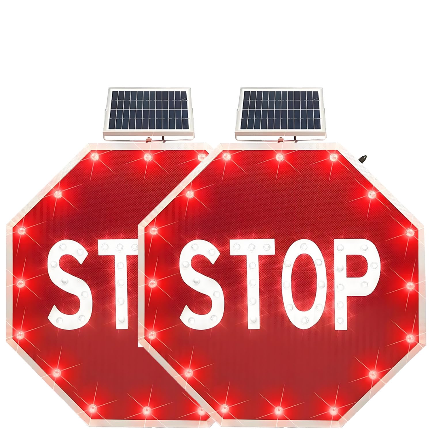 Señales de tráfico LED Intermitentes de 24"/30", señal de tráfico Octagonal de Aluminio, película Reflectante de Grado Industrial, para señales de tráfico iluminadas con luz LED. 24IN-2