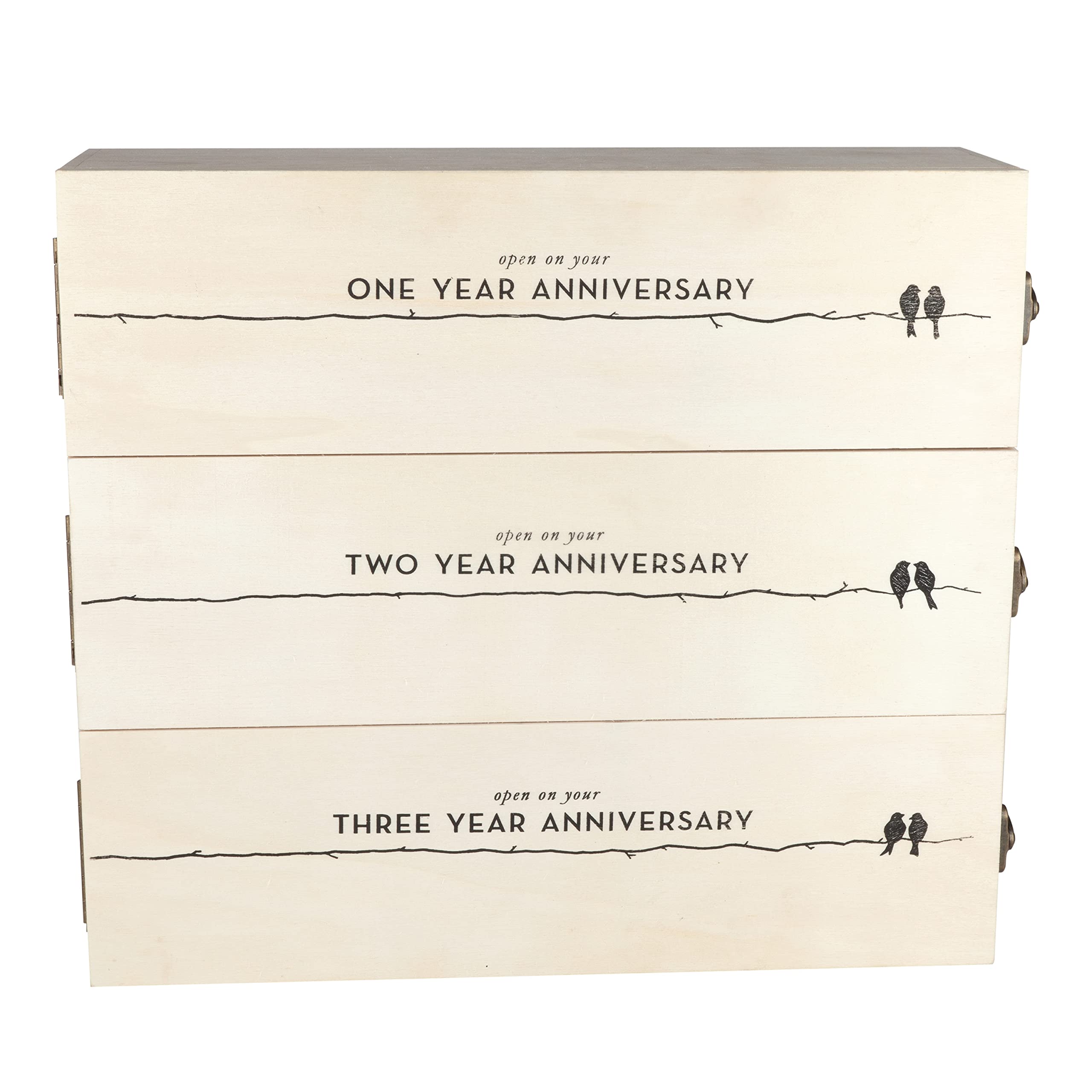 Amazon.com | Twine Newlywed's Wooden Wine Box, Three Year Celebration with  Lids and Latches, 3-Bottle, Wood: Bar Tools & Drinkware