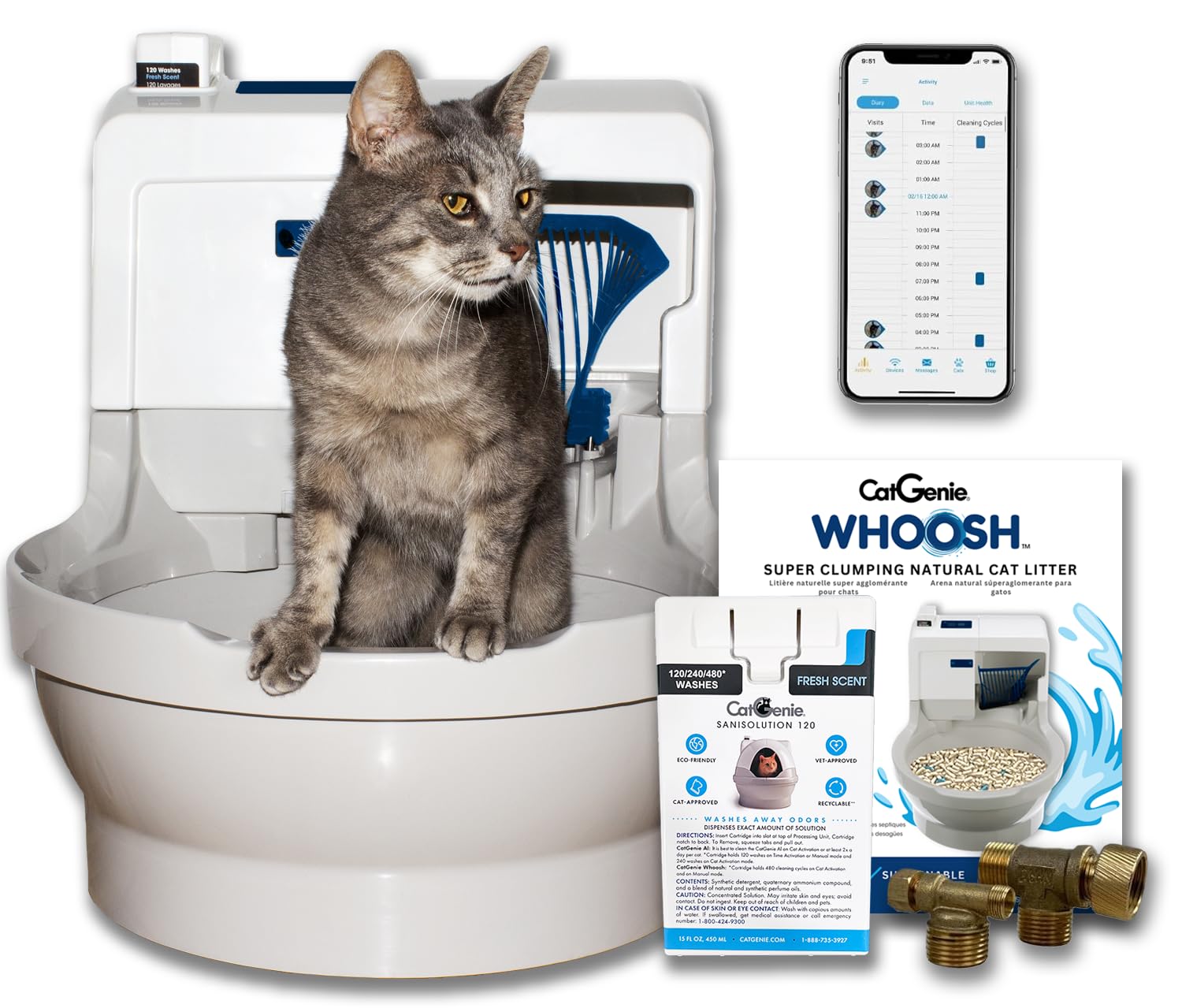 CatGenie Whoosh self-cleaning self-washing cat litter box with app control