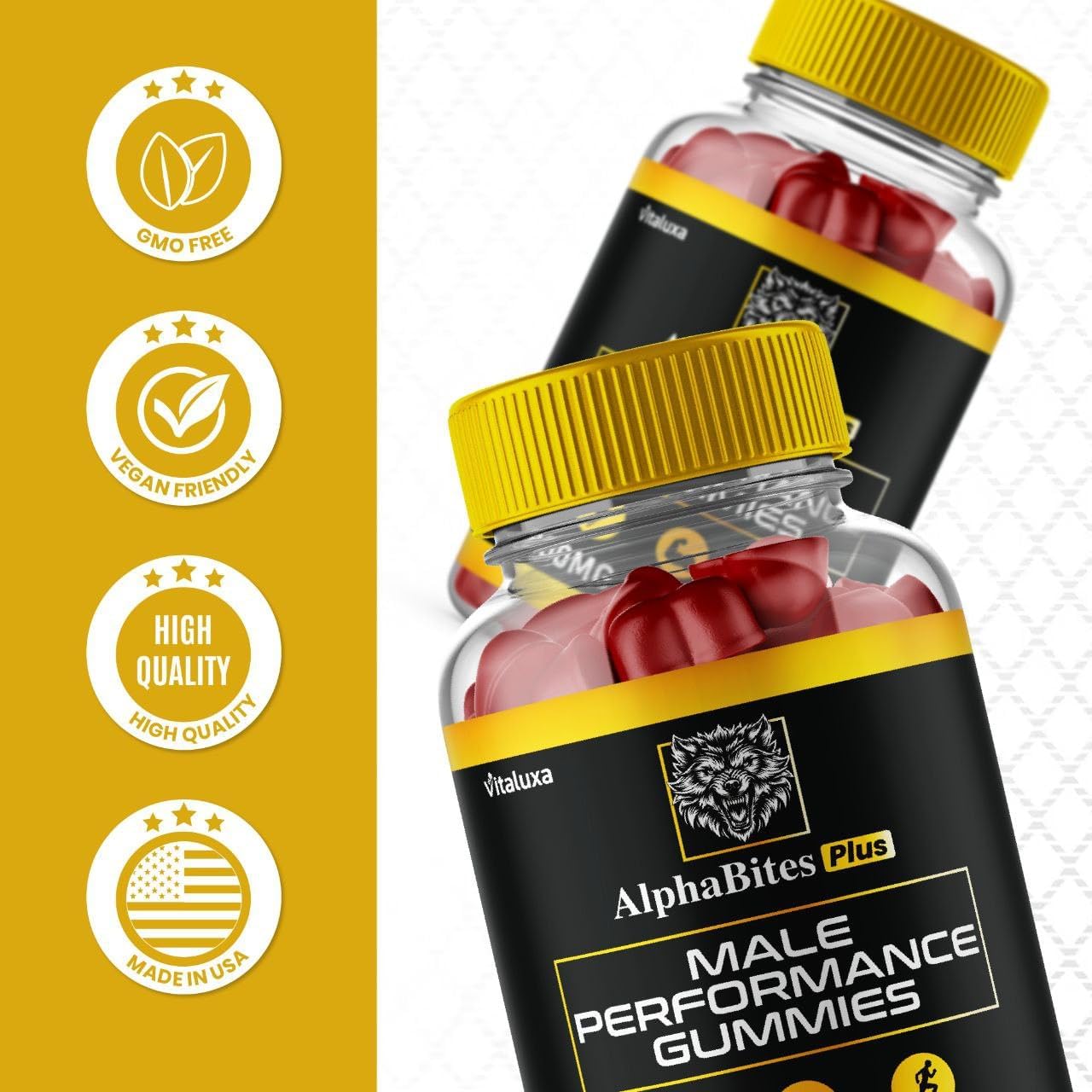 Alpha Bites Gummies, Alphabites 7 in 1 Performance Blend Gummy Advanced Formula Vitamin Supplement, Alfa Bite Alfabites Maximum Strength Premium Support All Natural Healthy Ingredients (60 Gummies)